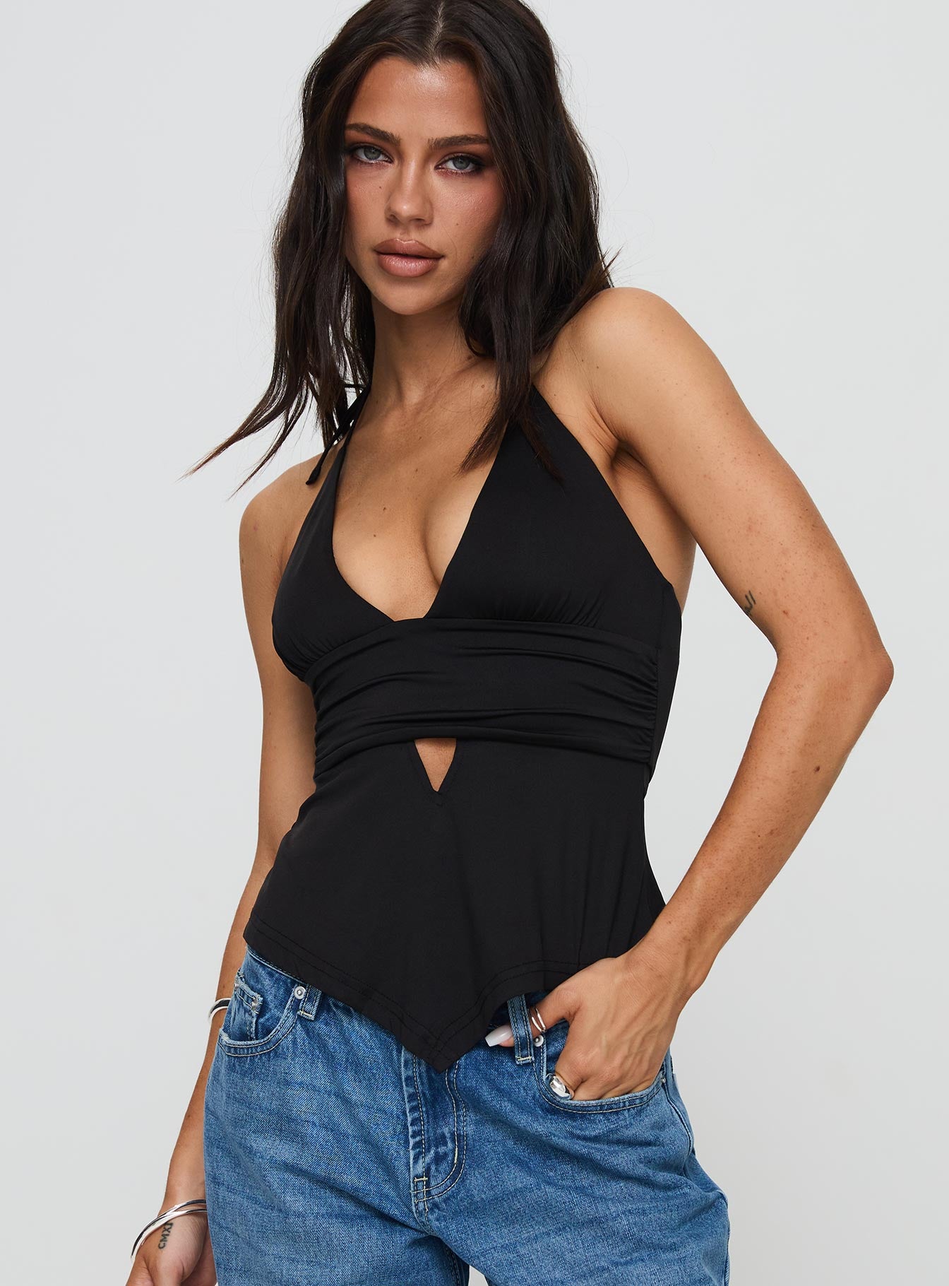 Averee Halter Top Black Big Sale Sale Online