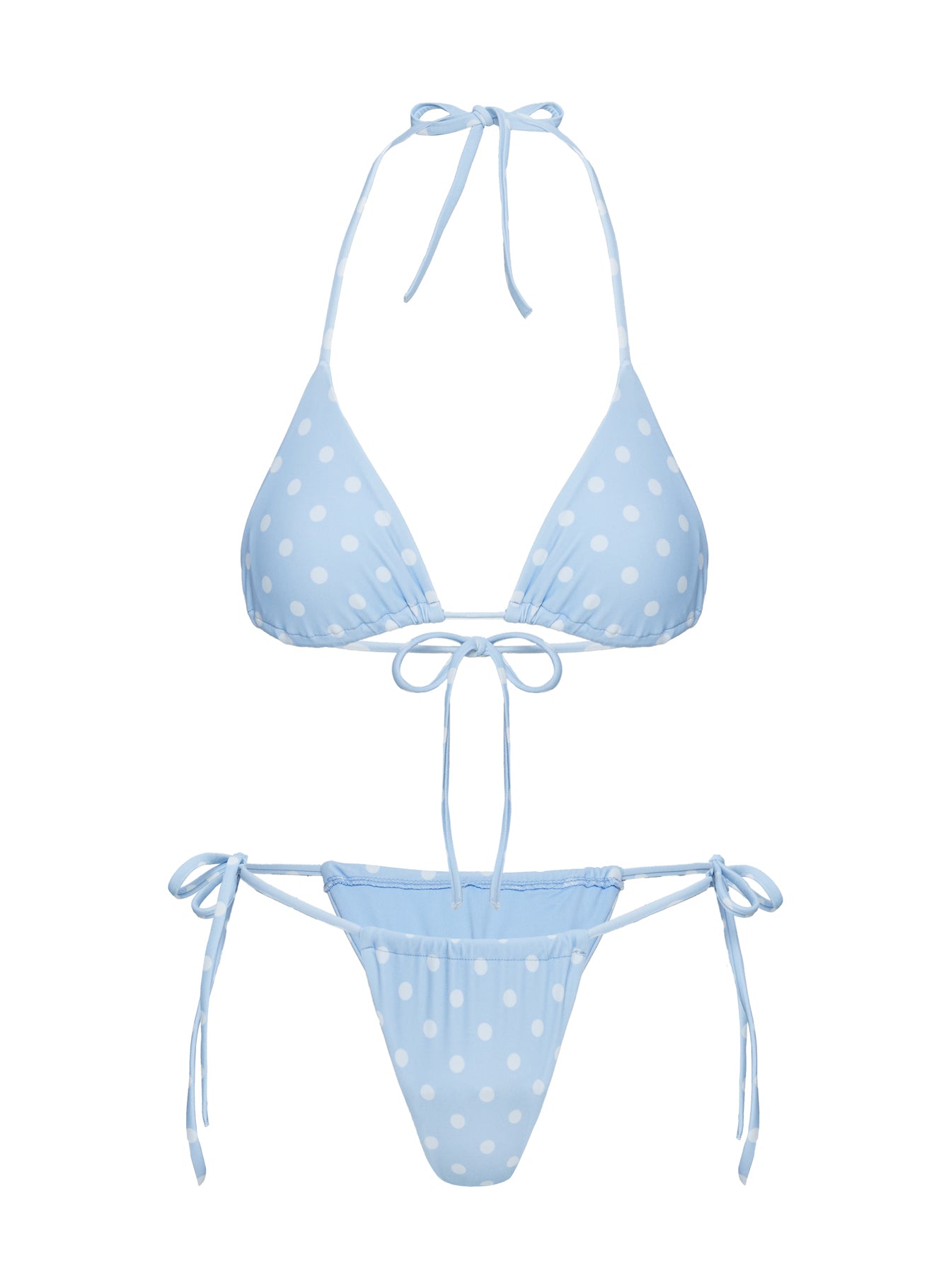 Jenner Tie Side Ruched Bikini Bottom Blue / Polka Dot Cheap Sale Reliable