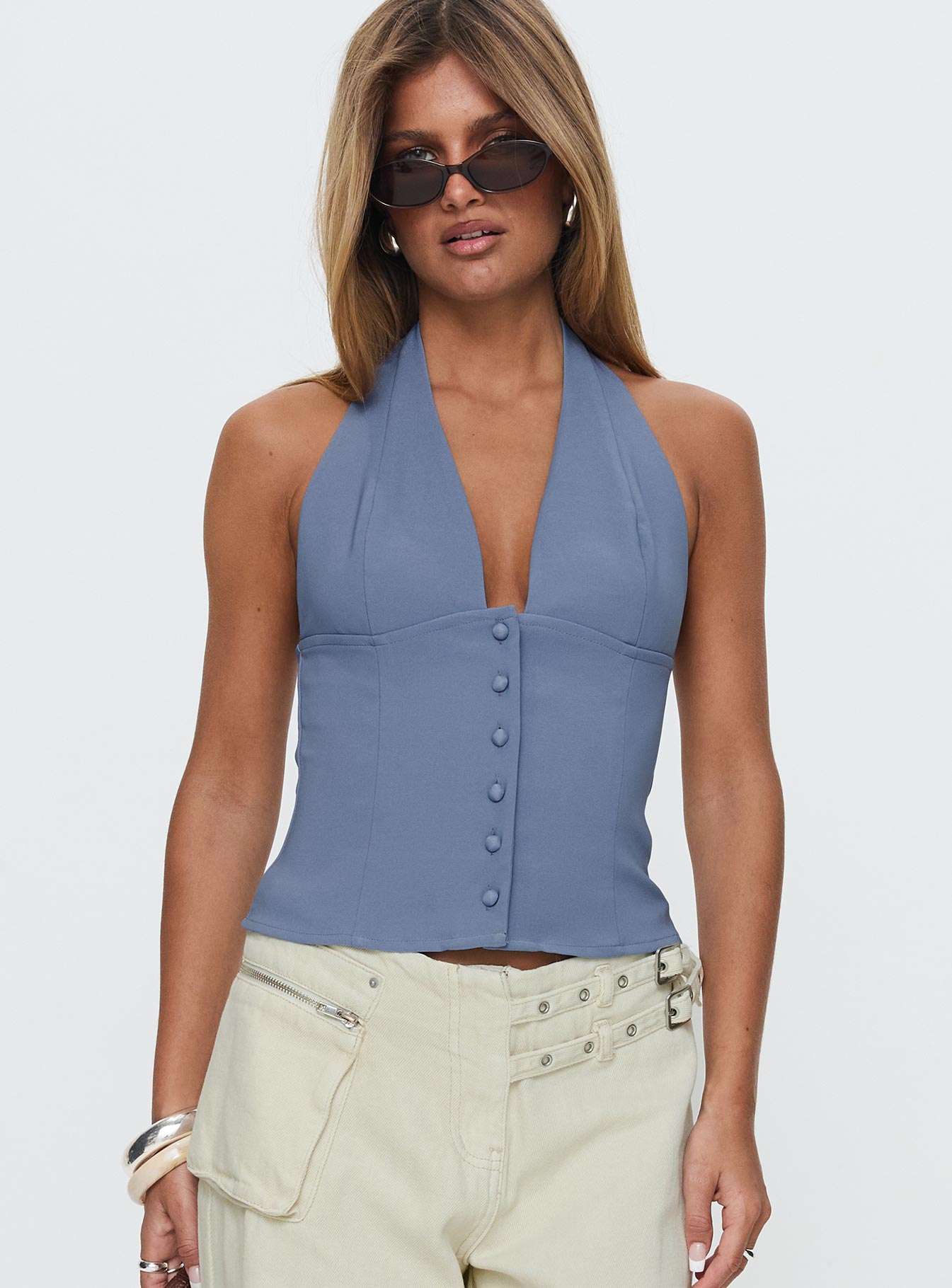 Serefina Halter Top Blue Slate Very Cheap Pice