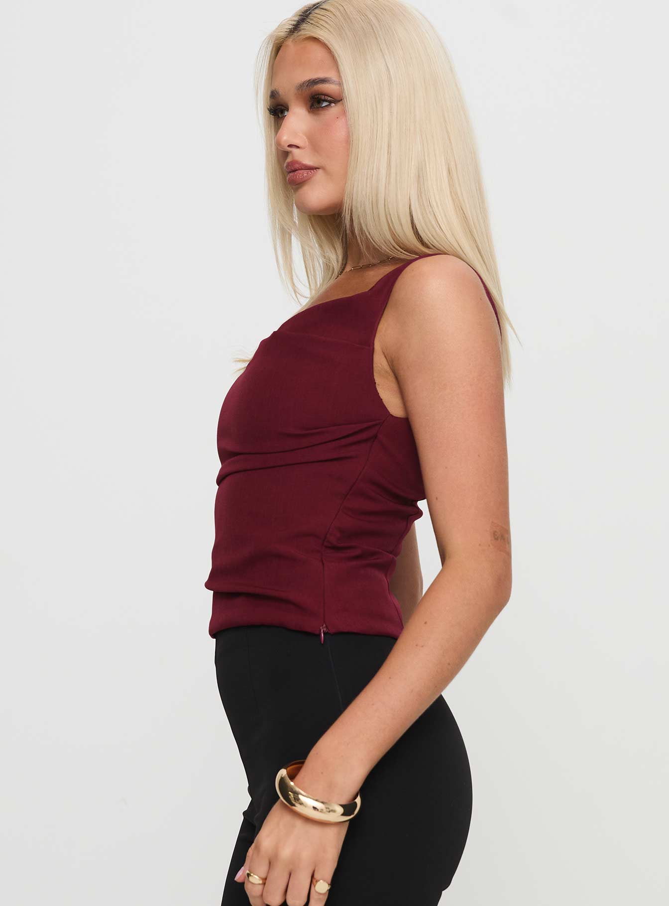 Lallina Top Burgundy Low Pice Sale Online