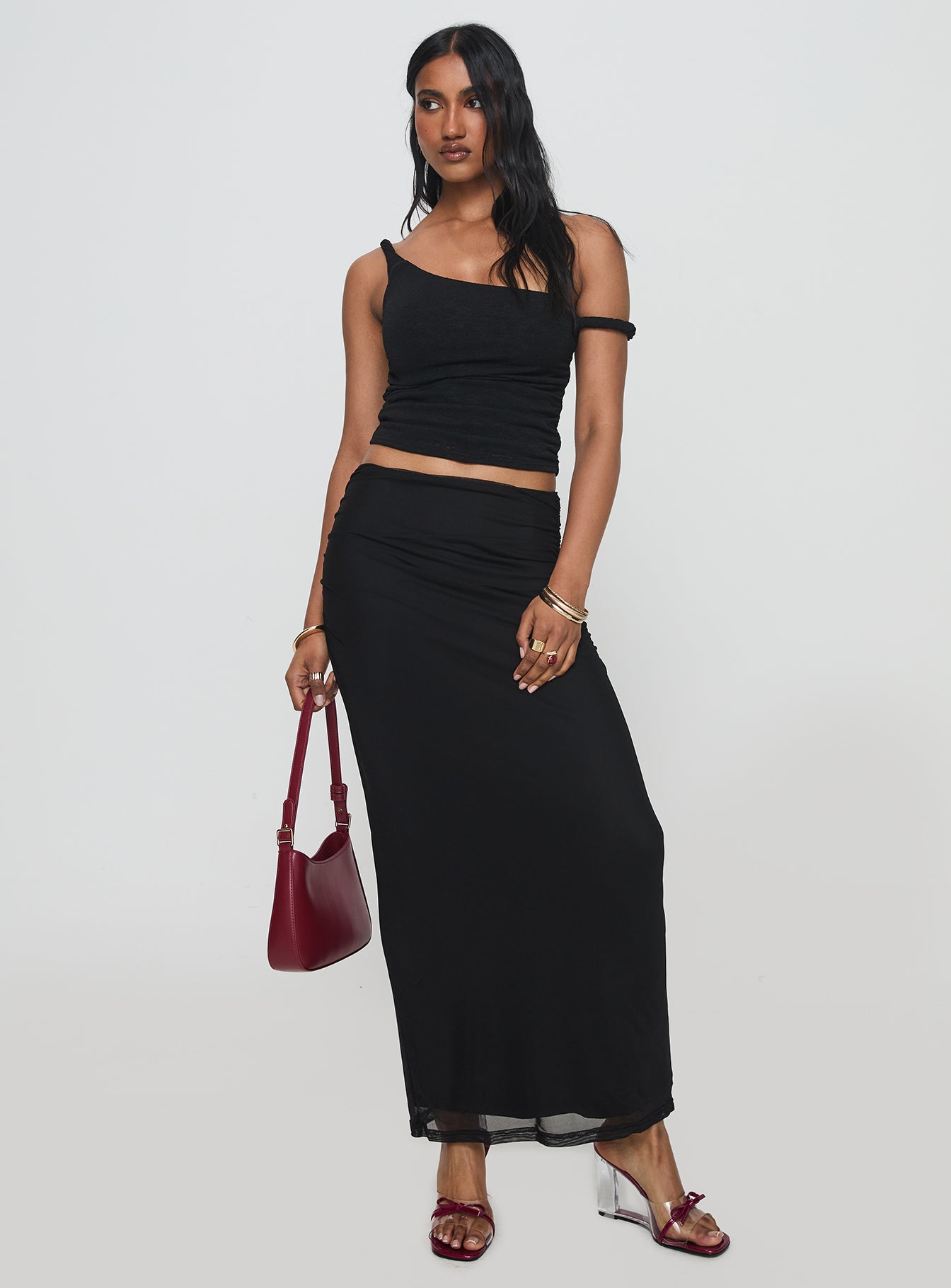 Mastermind Ruched Maxi Skirt Black Outlet Release Dates