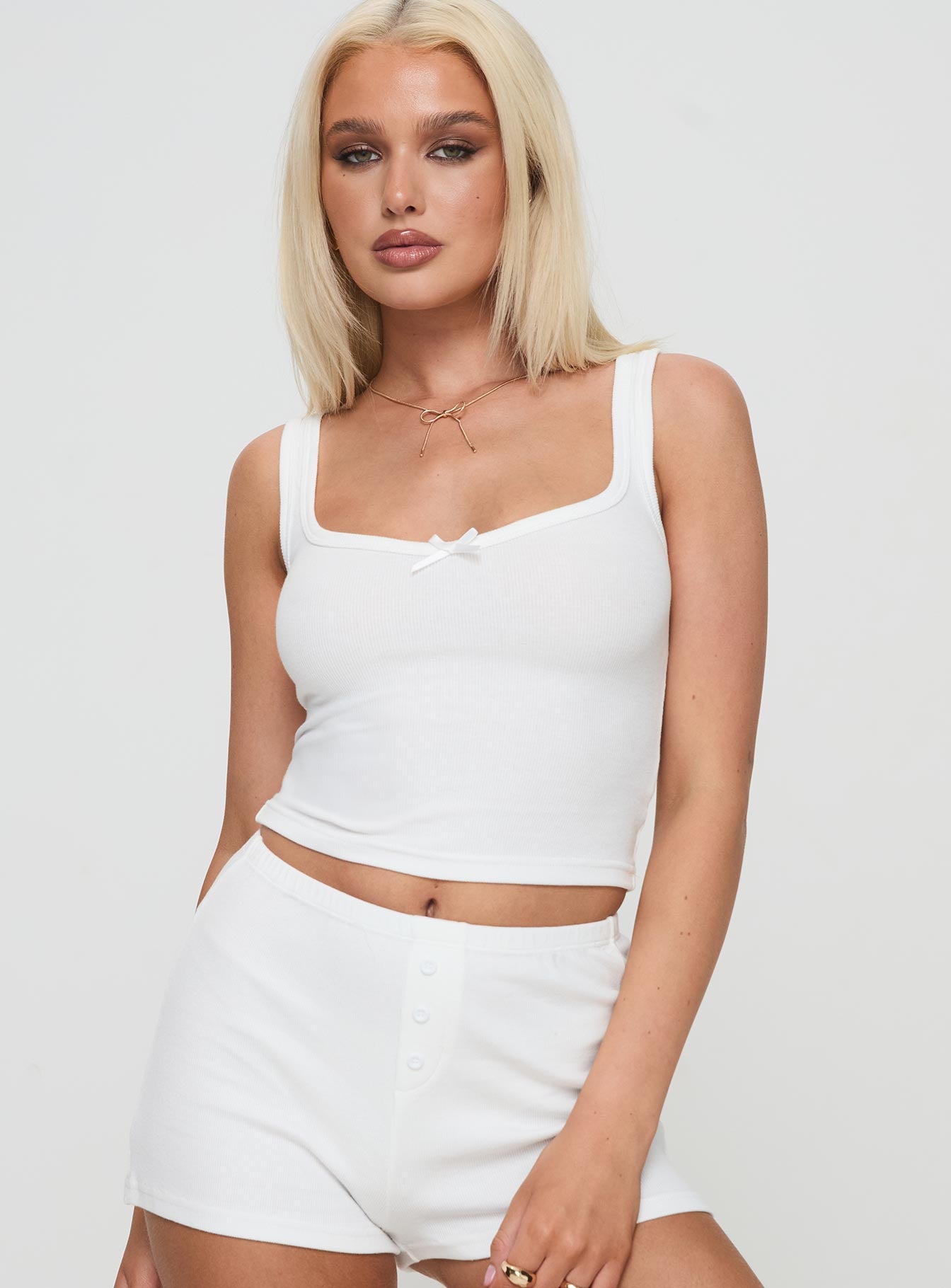 Olivette Rib Top White Clearance Cheapest Pice