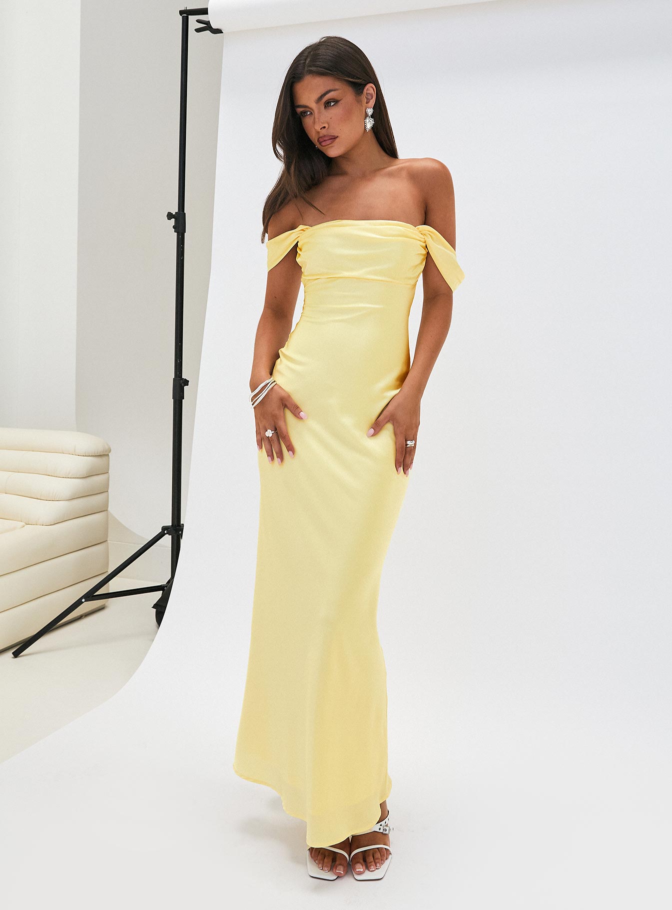 Azura Off The Shoulder Maxi Dress Yellow For Sale Finishline