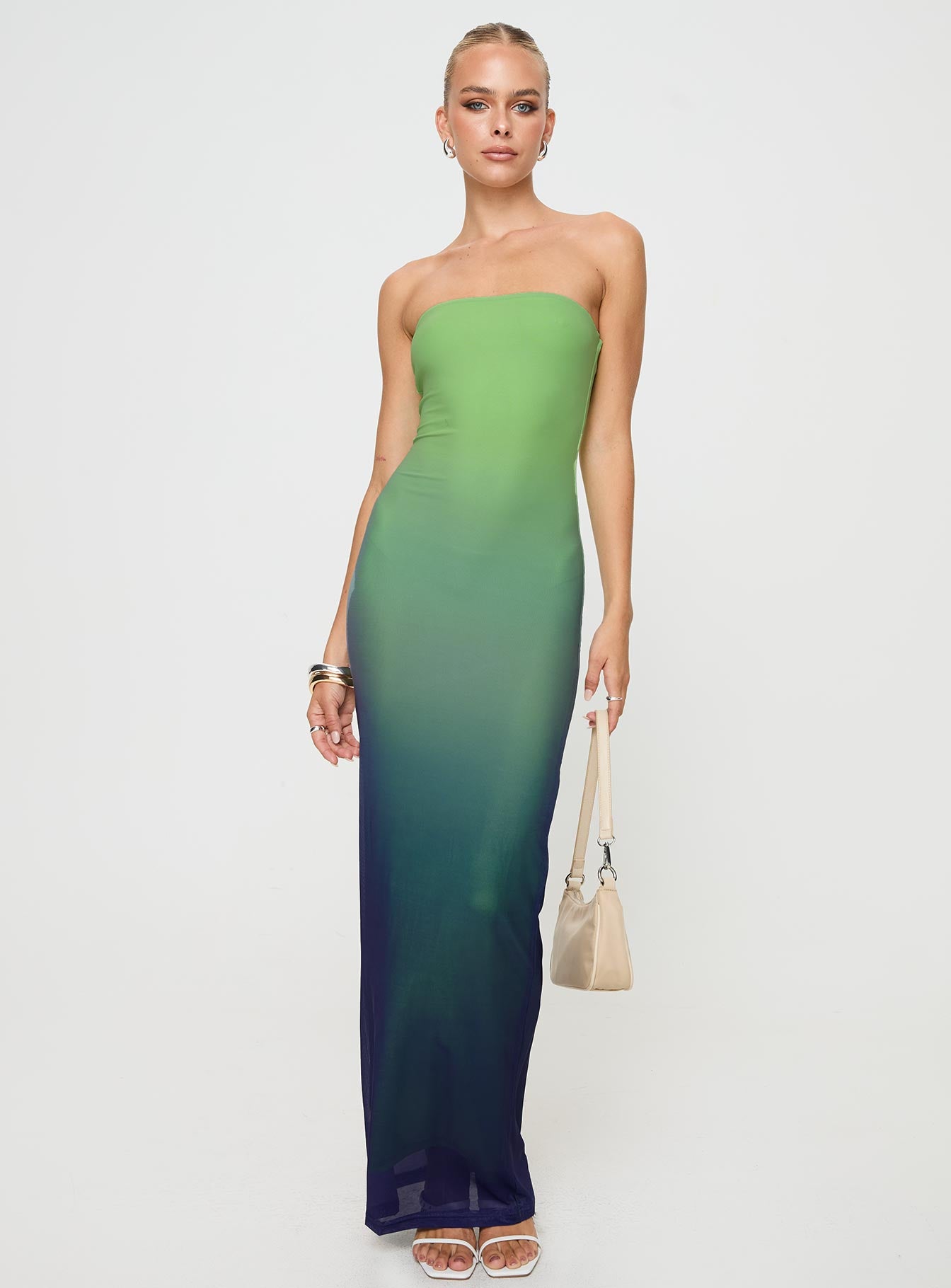 Stolen Love Strapless Maxi Dress Blue / Green Ombre Tall Sale Lowest Pice