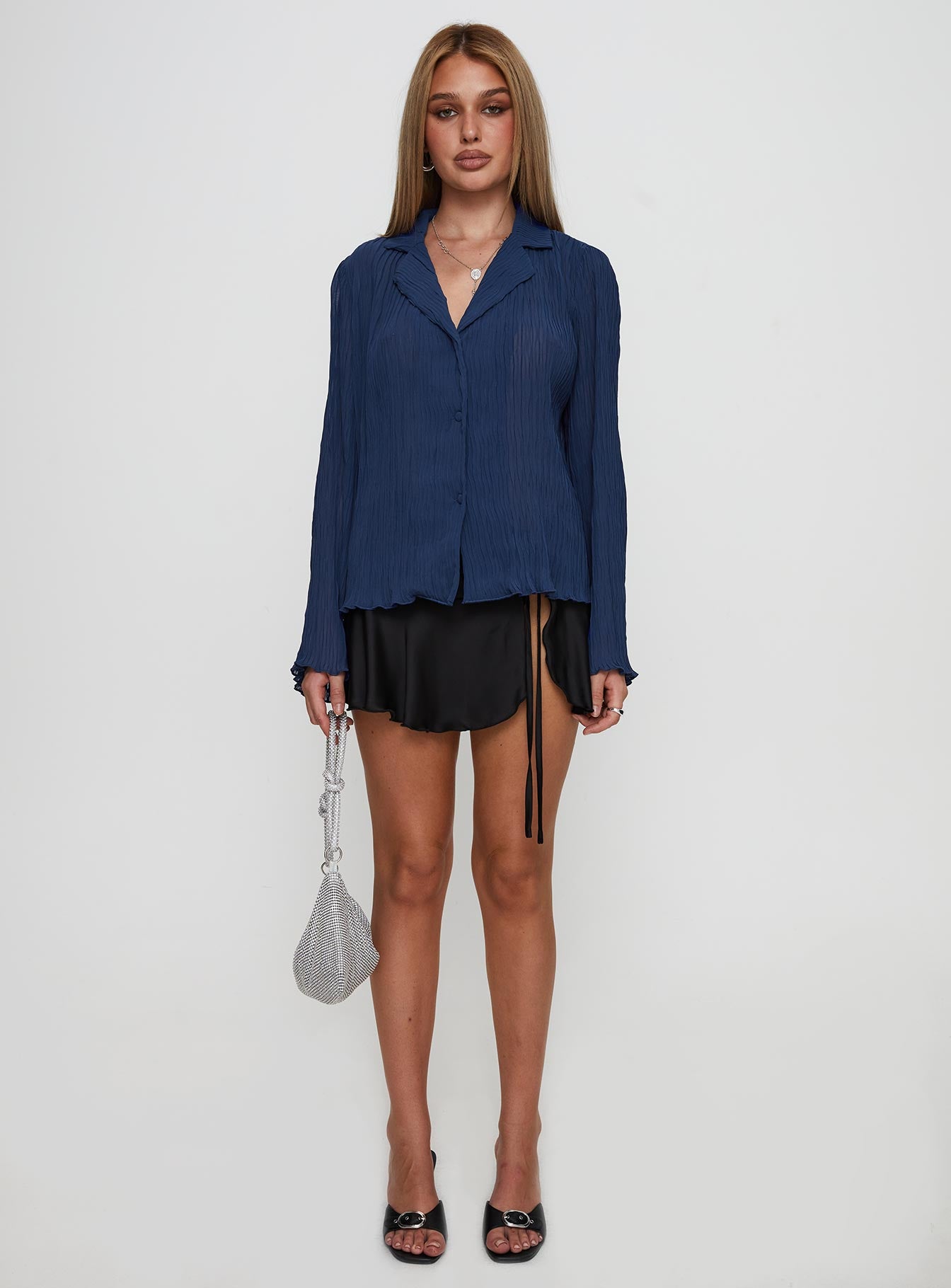 Selma Shirt Navy With Credit Card Online