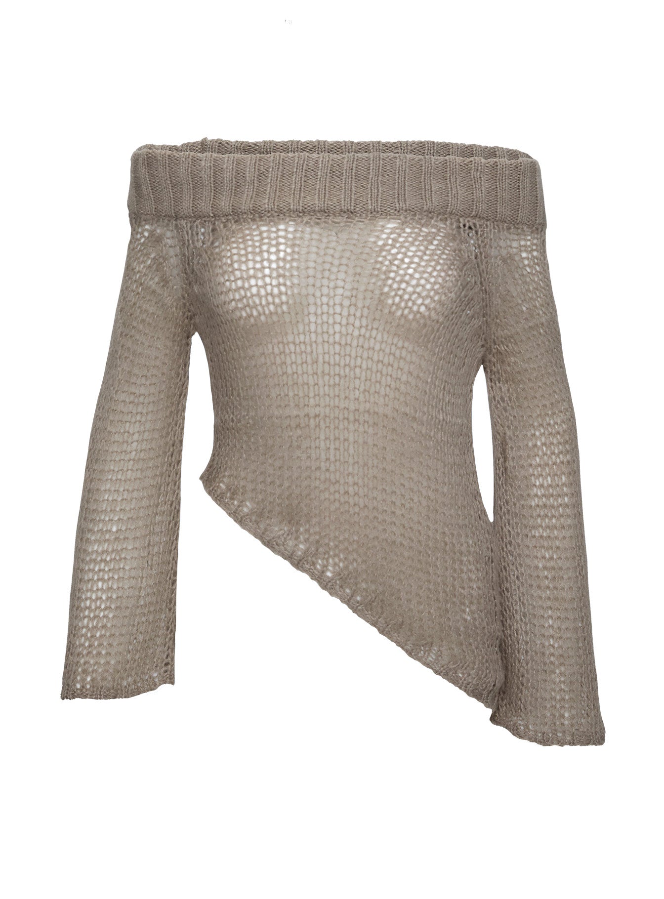 Shego Off The Shoulder Knit Jumper Taupe Cheap In China