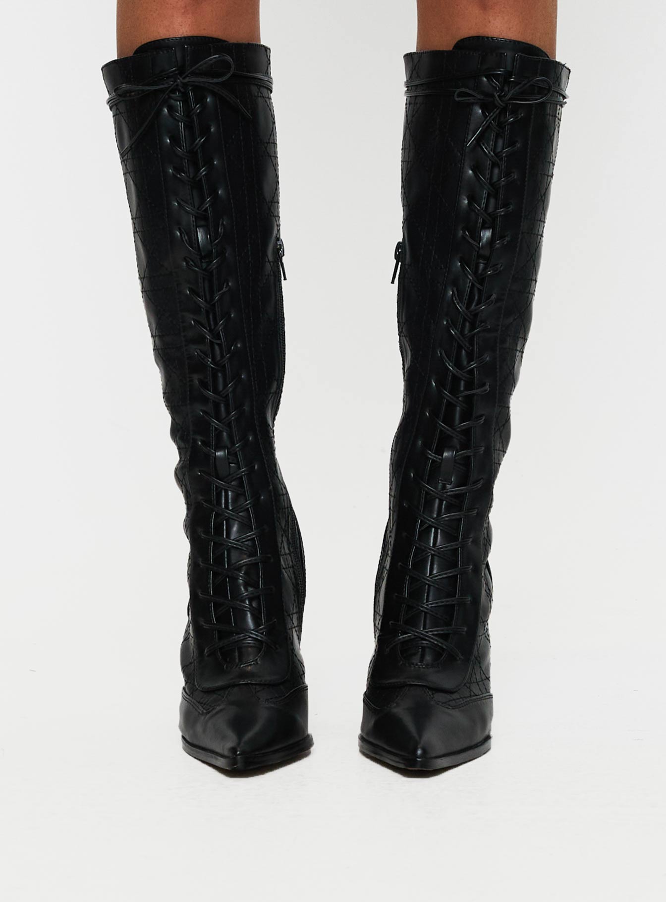 Creator Knee High Lace-Up Boots Black Pices Cheap Pice