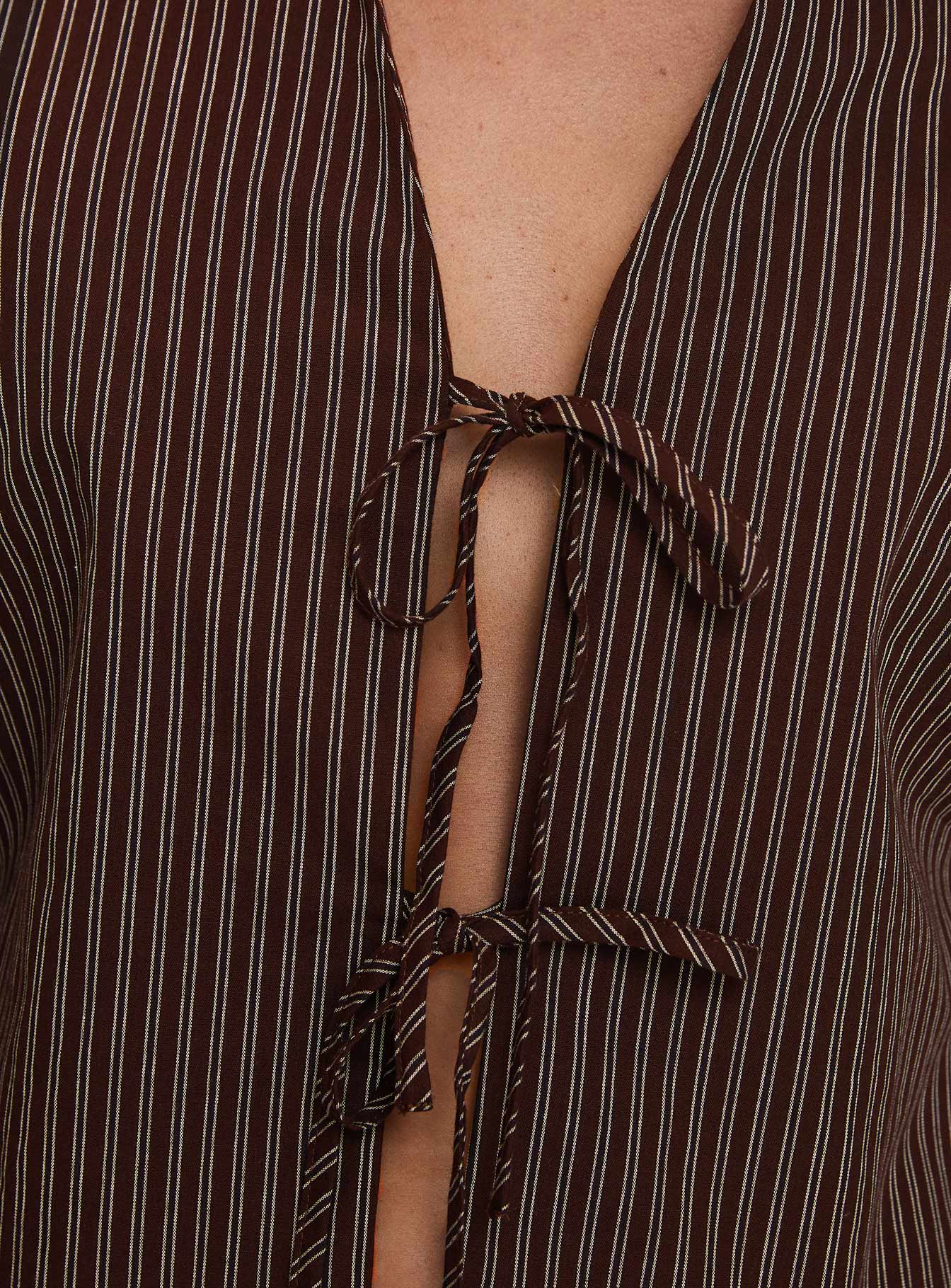 Rozetti Long Sleeve Top Brown Stripe Recommend For Sale