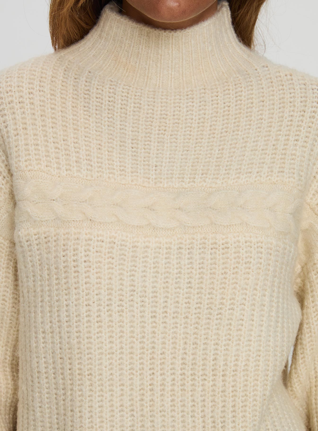 Wistfully Funnel Neck Knit Sweater Cream Official Sale Online