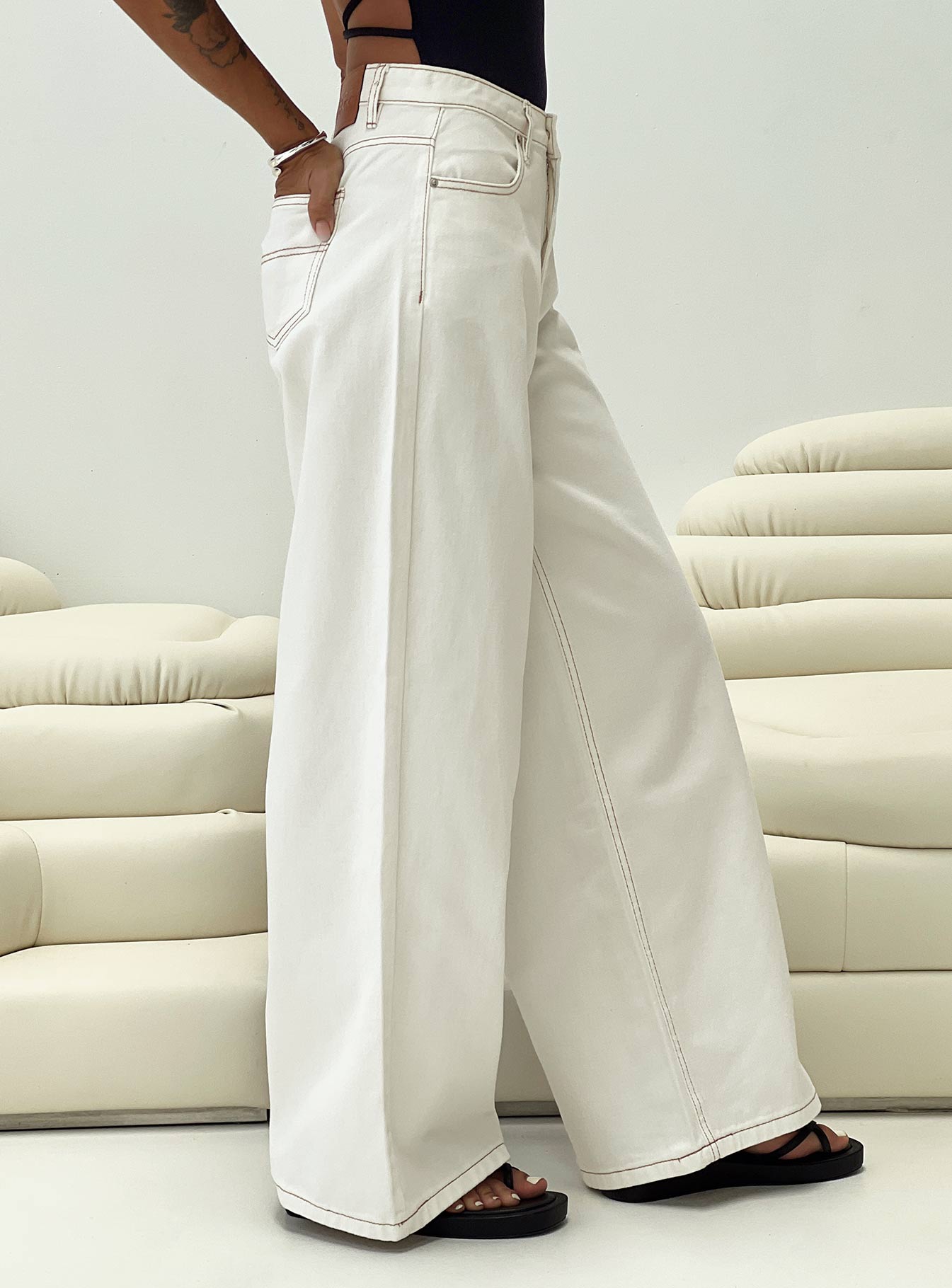 Naylor Wide Leg Jeans Cream Tall Best Wholesale Sale Online