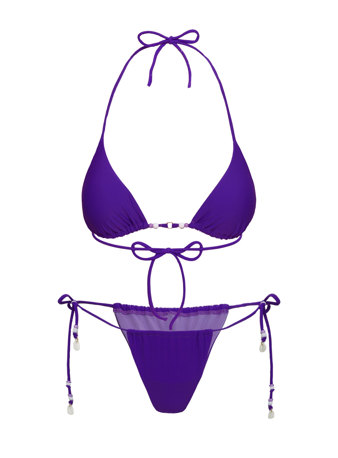 On Island Time String Bead Detail Bikini Bottoms Purple Visit Online