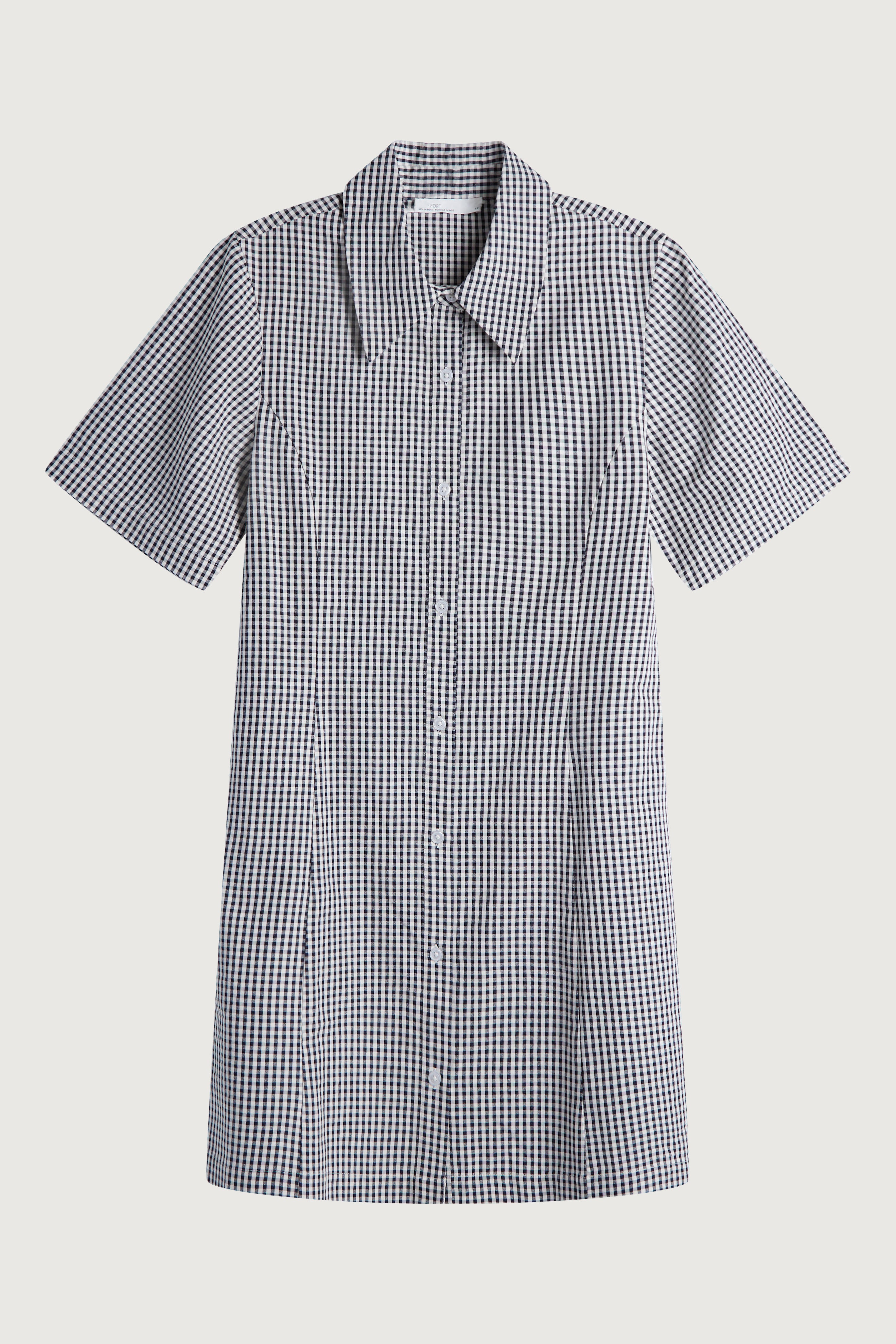 COLLARED MINI GINGHAM DRESS Genuine For Sale