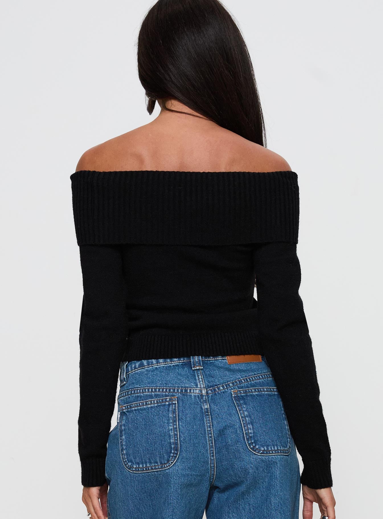 One For Me Off The Shoulder Long Sleeve Sweater Black For Sale Wholesale Pice