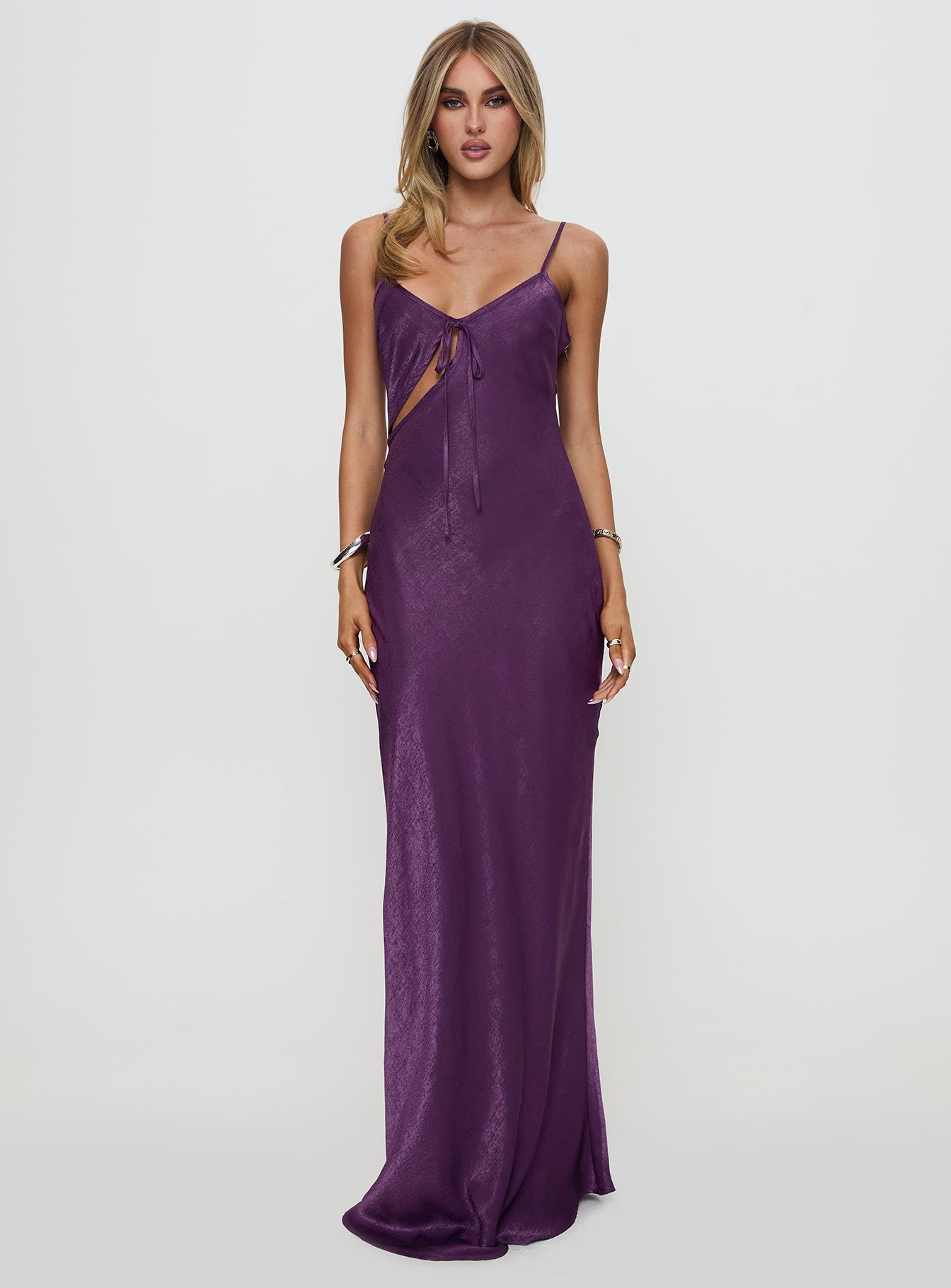 Linger Bias Cut Maxi Dress Purple Discount Cheapest