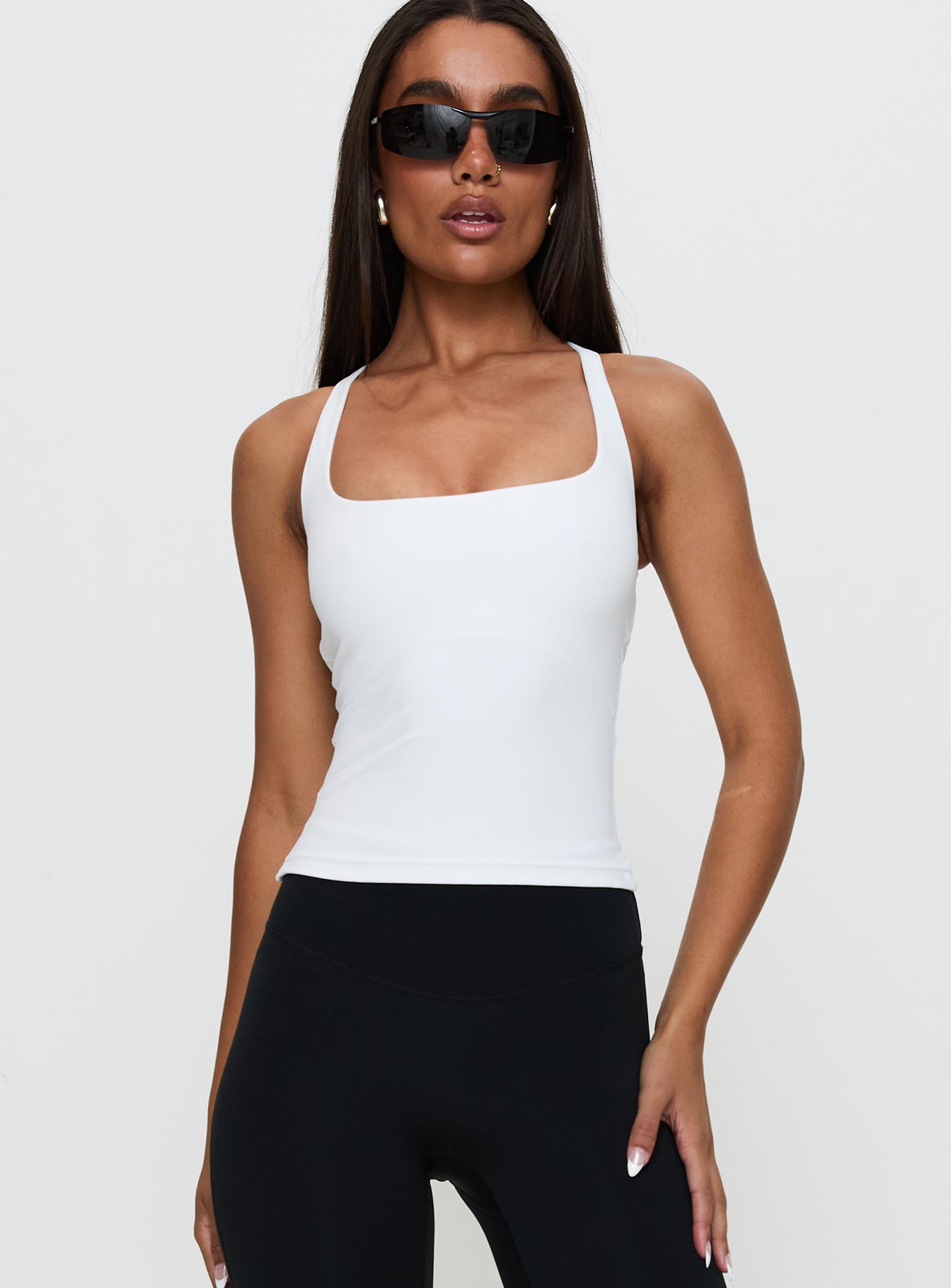 Layup Active Longline Cross Back Top White Sale With Mastercard