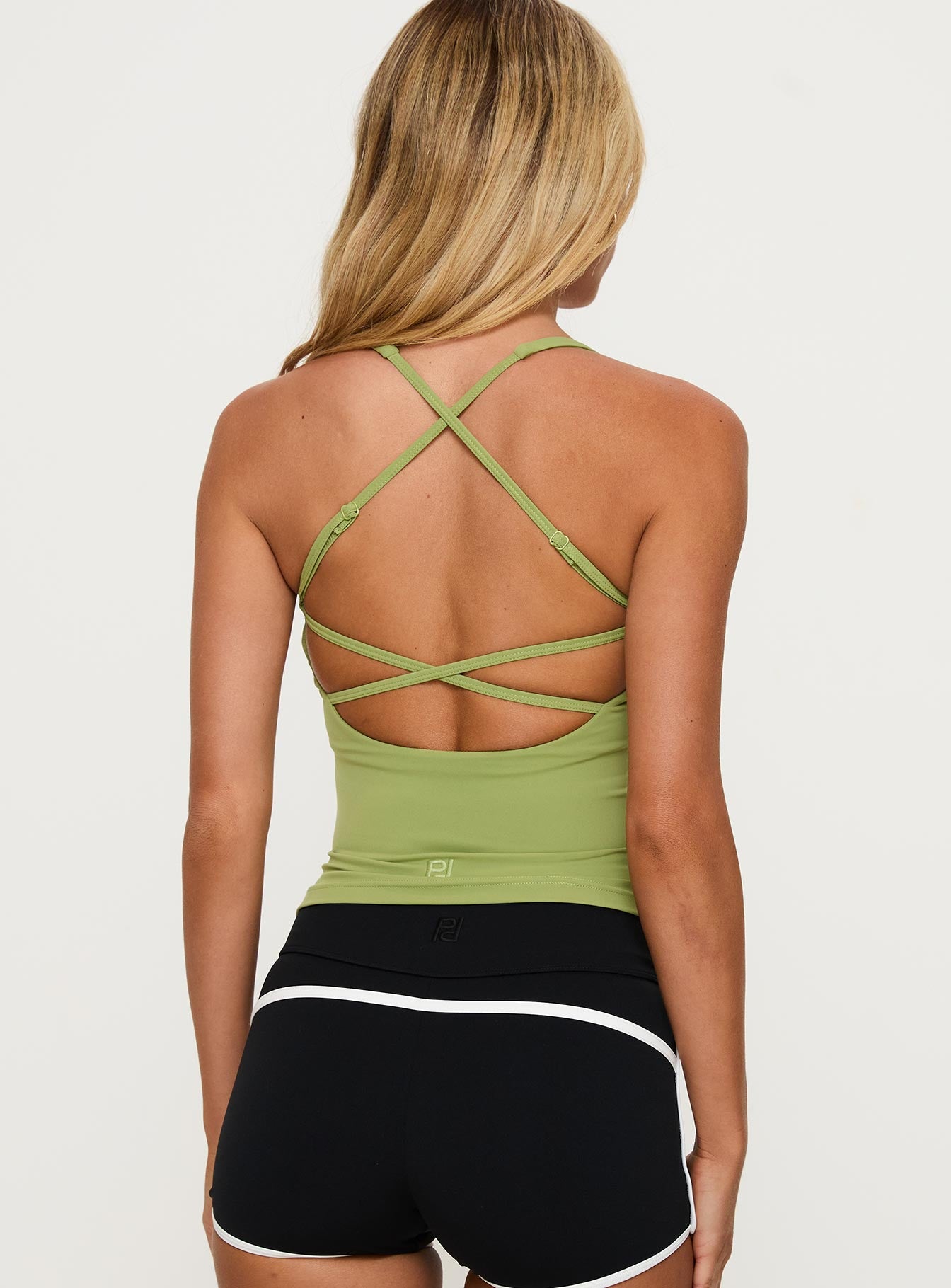 Layup Active Longline Cross Back Top Green Low Shipping Cheap Pice