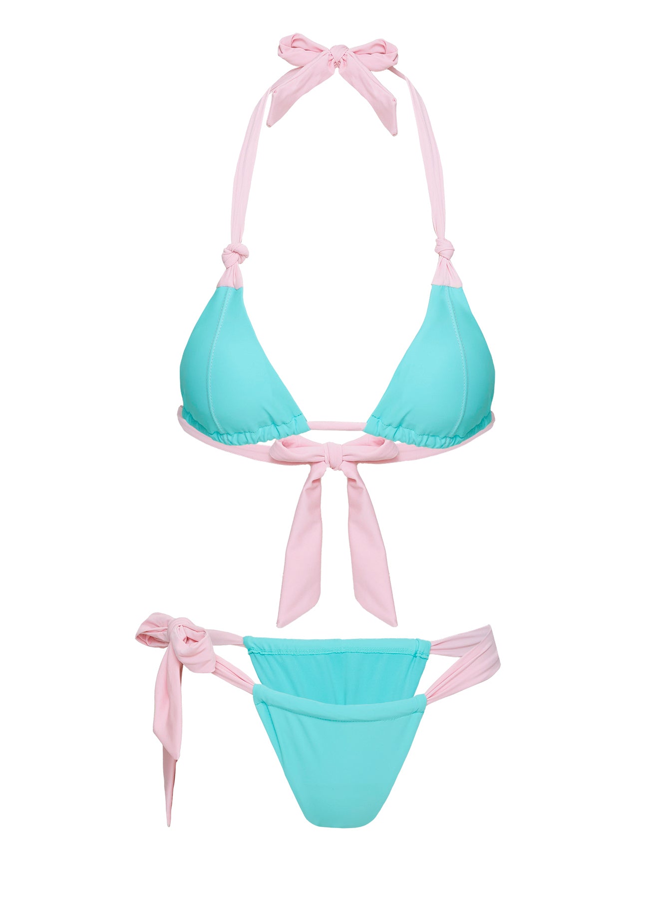 Angel Bay Triangle Bikini Top Turquoise / Pink Clearance Geniue Stockist