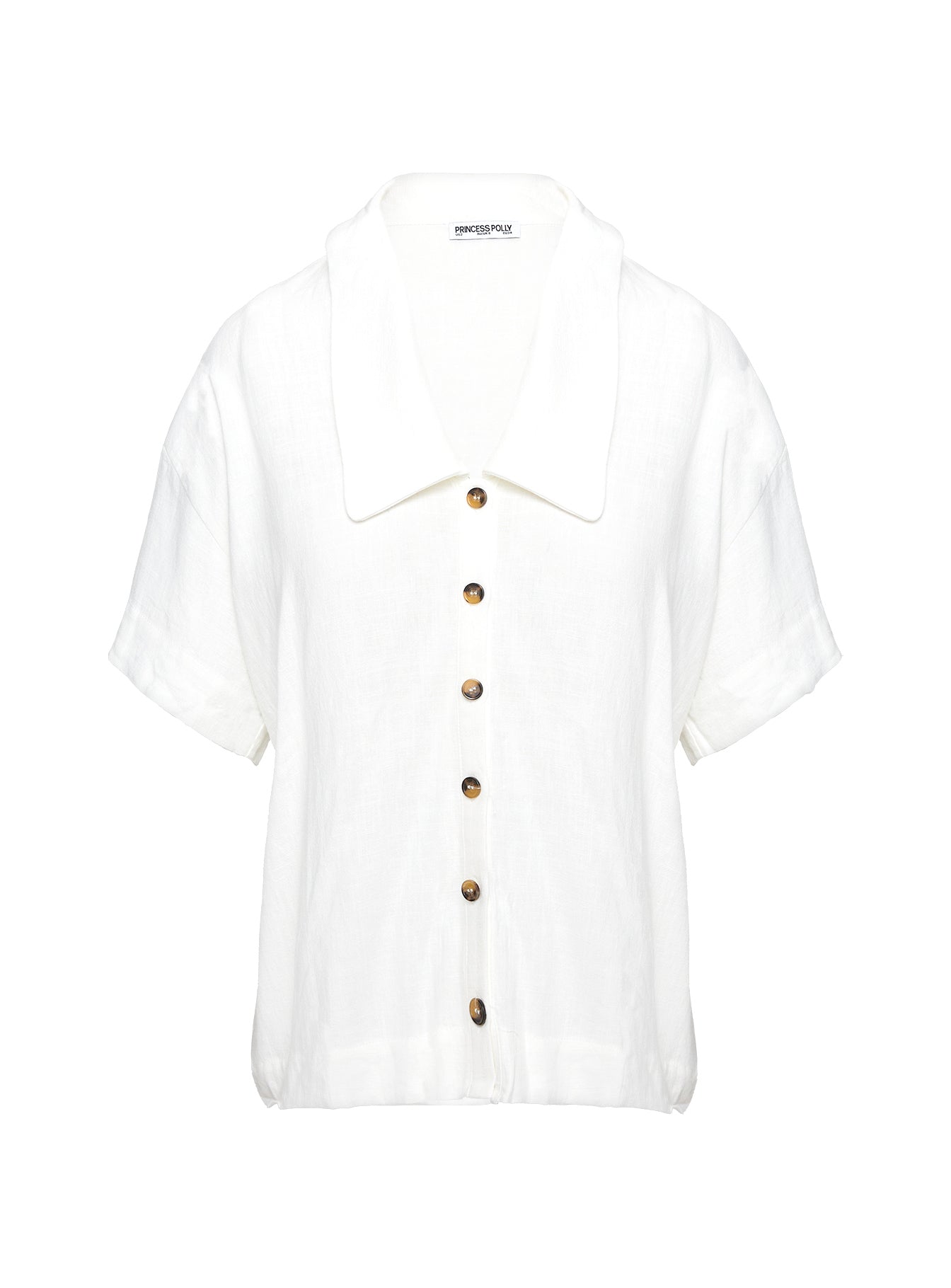 Goody Linen Button Front Top White Official