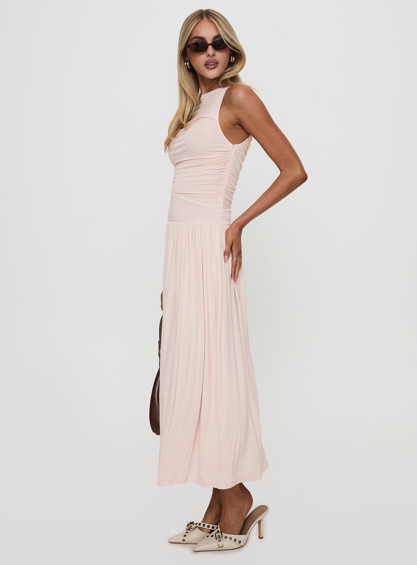 Reveur Ruched Maxi Dress Pink Inexpensive Sale Online