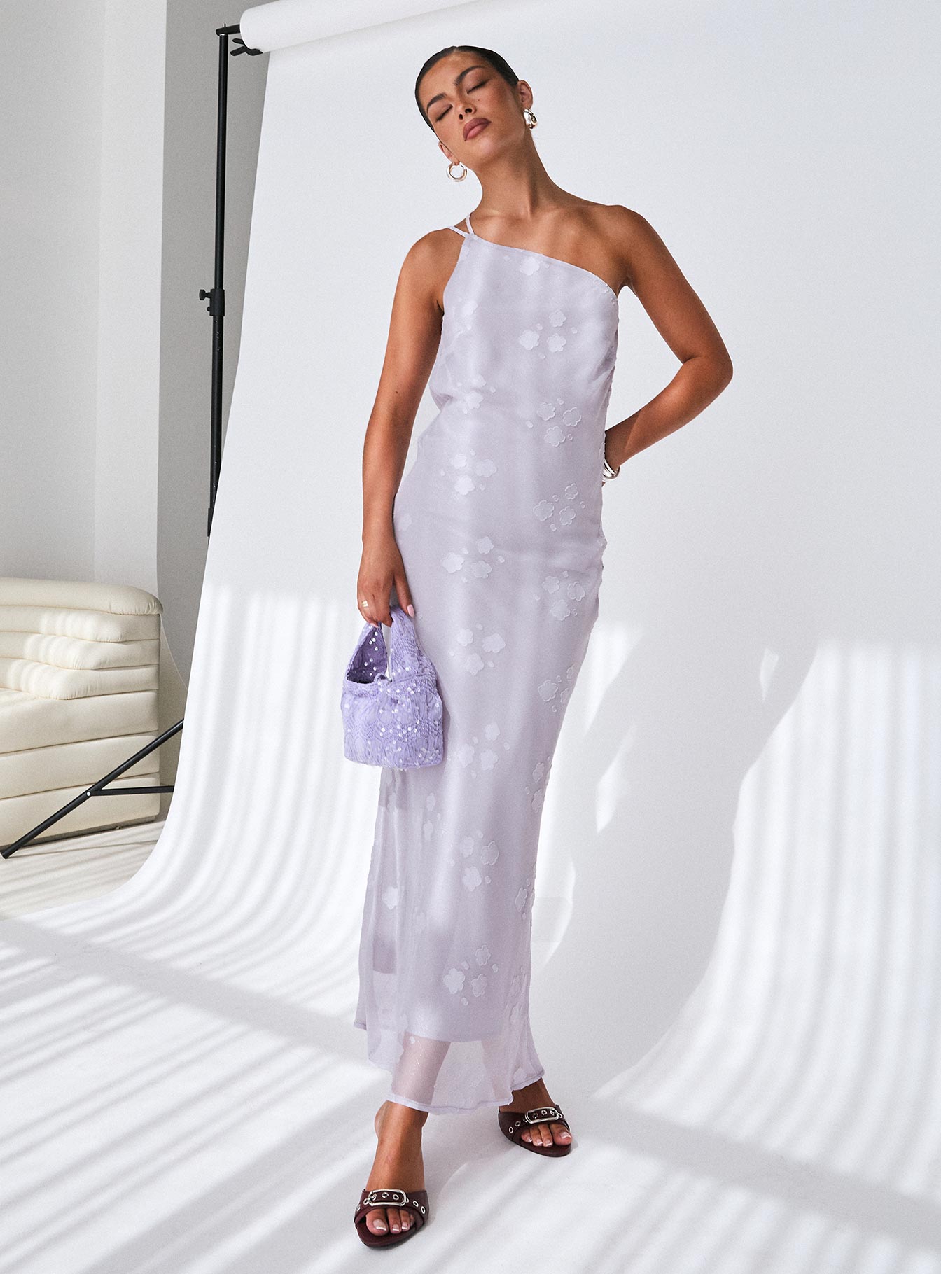 Jazmira One Shoulder Maxi Dress Lilac Fashion Style For Sale