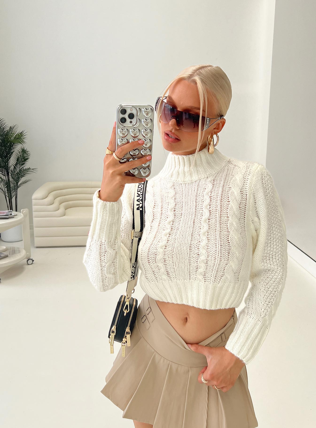 Degi Cropped Cable Sweater White With Paypal Sale Online