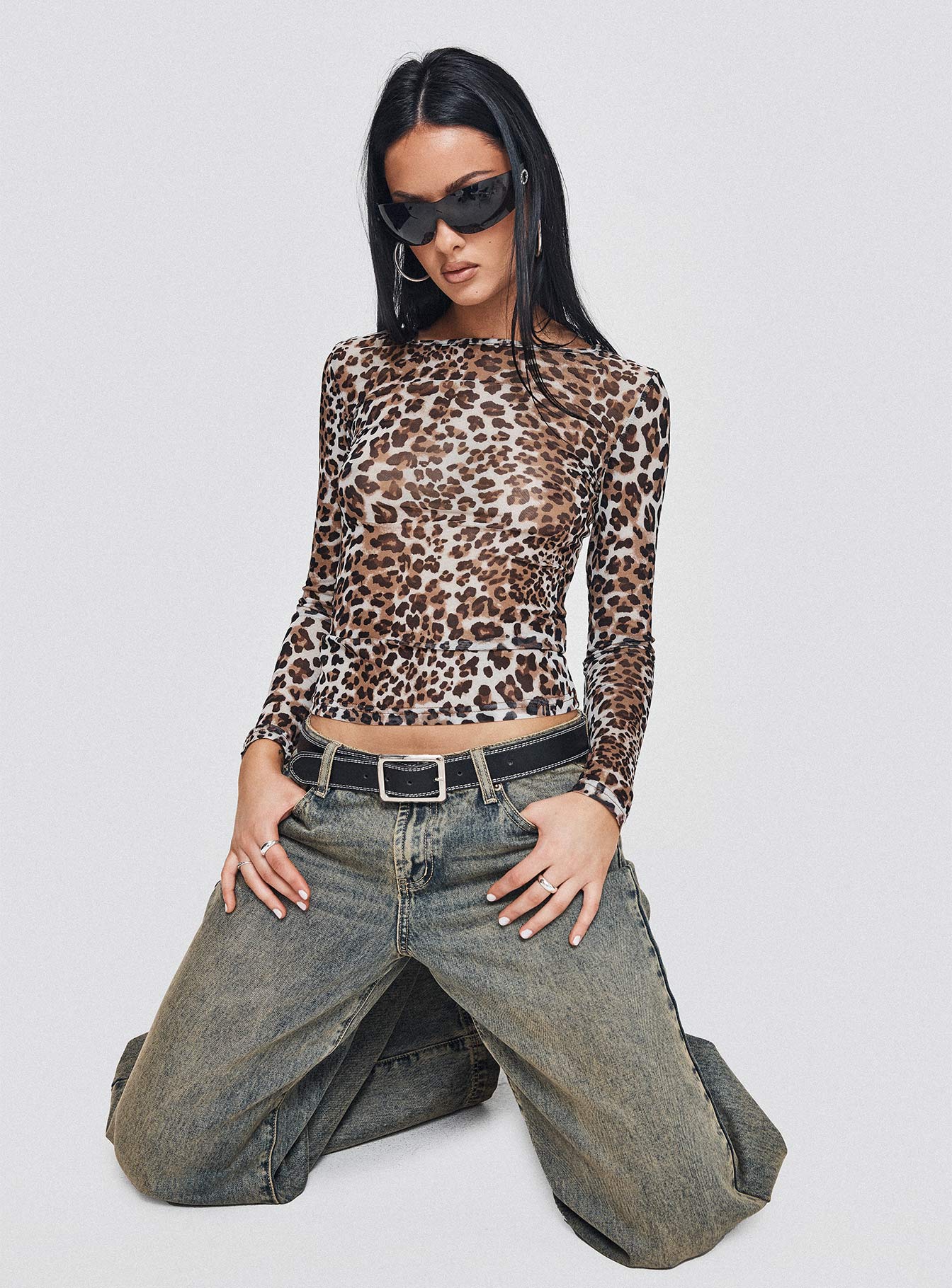 Believe Me Long Sleeve Top Leopard Sale Amazing Pice