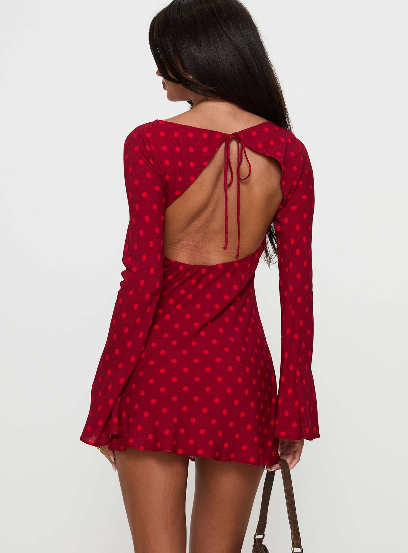 Good Graces Long Sleeve Mini Dress Red Dot Tumblr Cheap Online