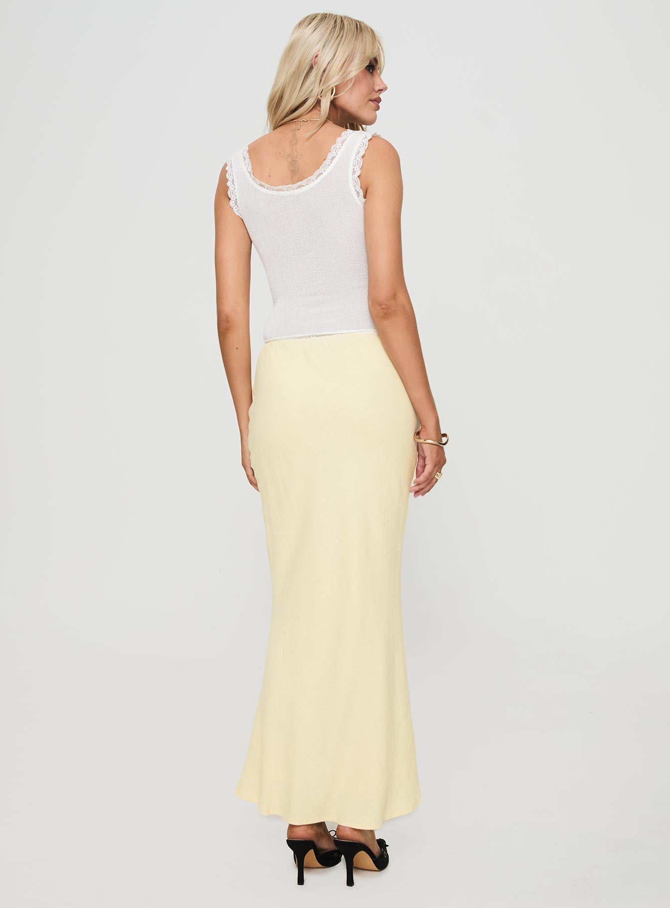 Mercer Linen Blend Maxi Skirt Lemon Cheap Footlocker Finishline