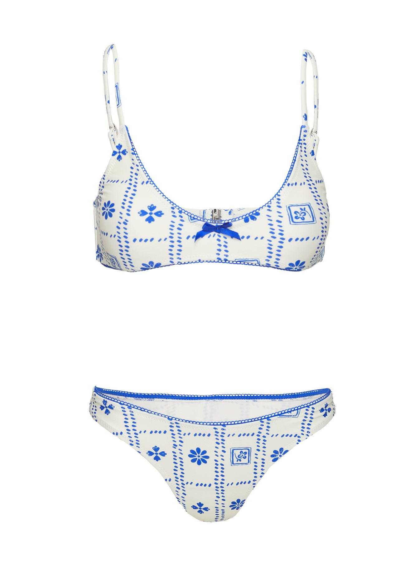 Kursti Bralette Bikini Top Blue / White Outlet Classic