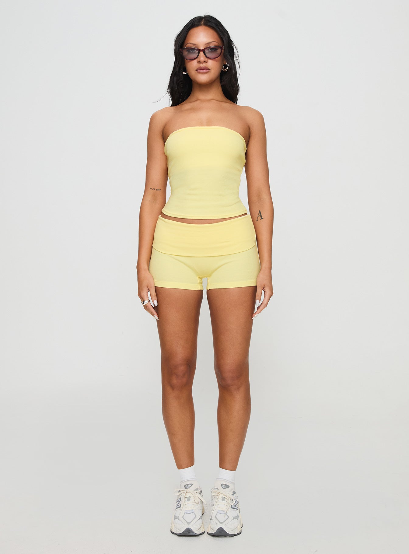 Baseline Strapless Rib Top Yellow Top Quality Online