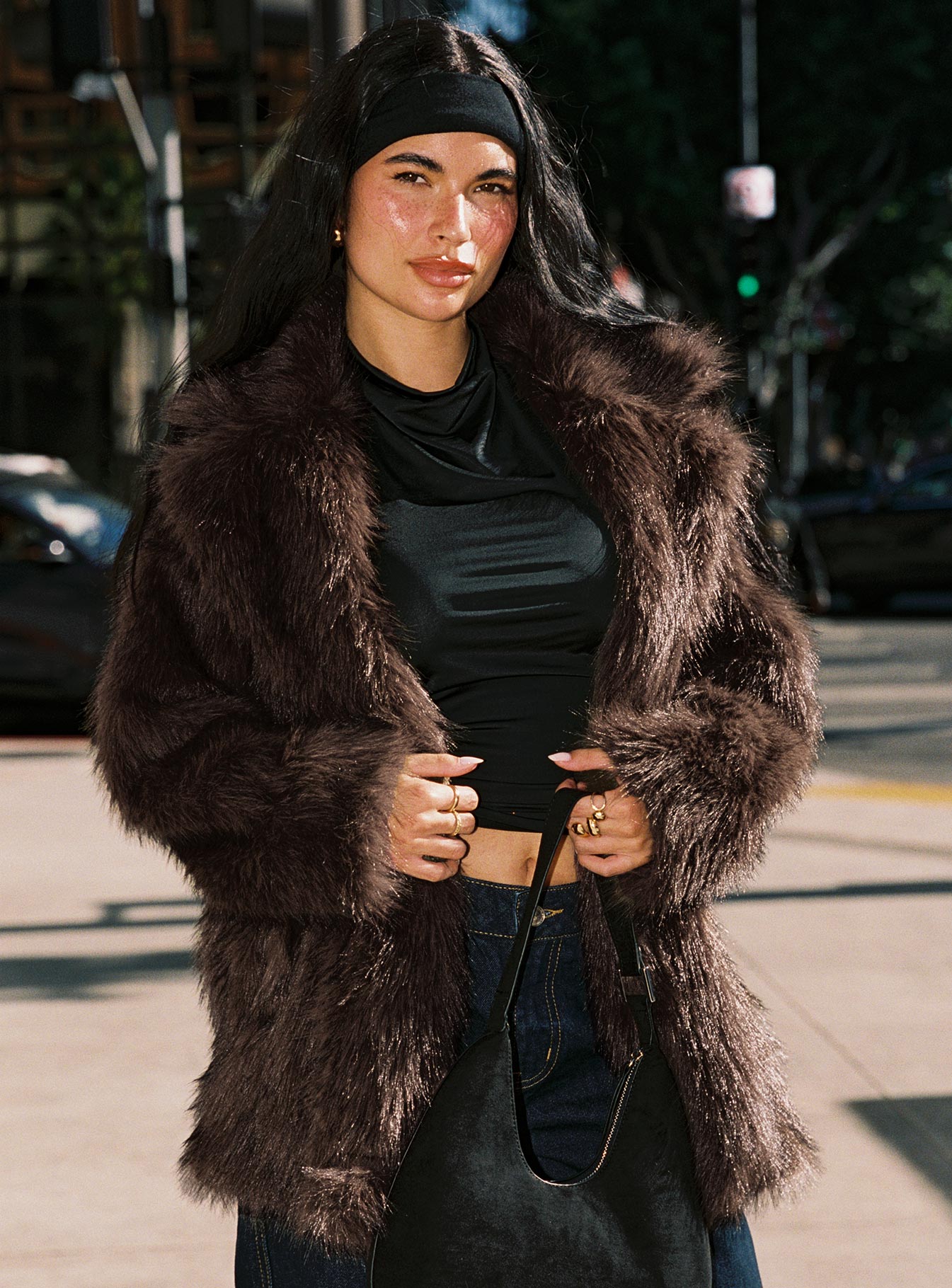 Super Trouper Faux Fur Jacket Brown Clearance Nicekicks