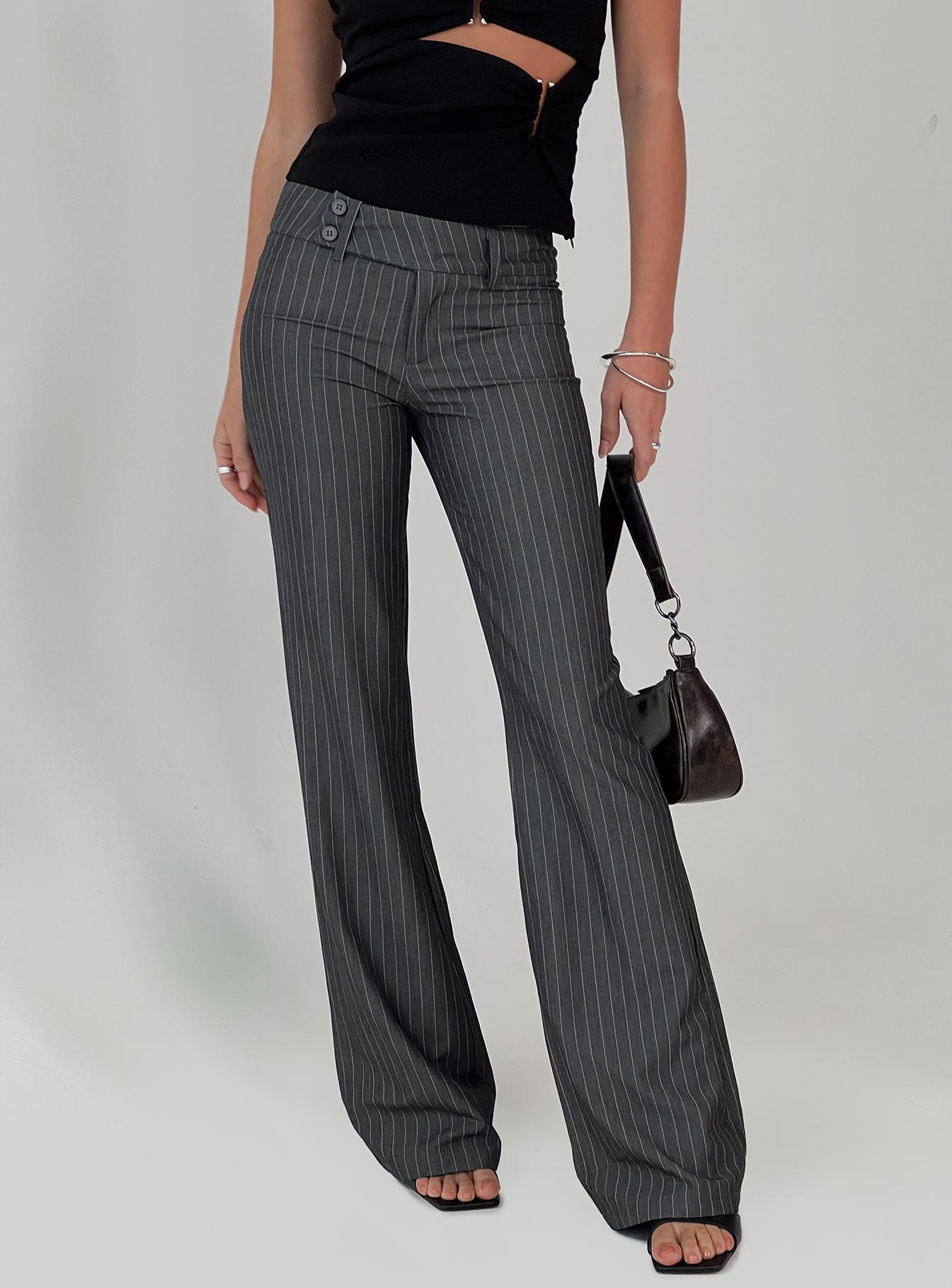 Kinkirk Flared Pants Grey Pinstripe Petite Discount Cheap Online