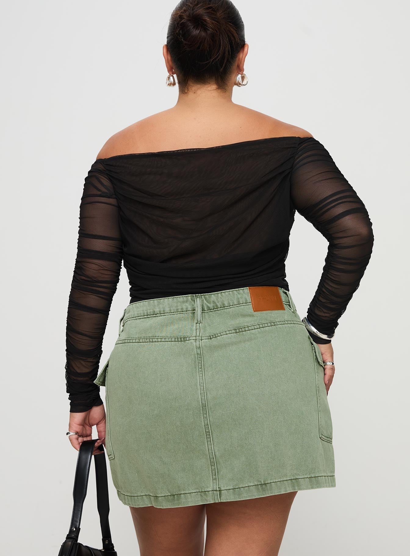 Zakai Cargo Denim Mini Skirt Green Curve Clearance Sast