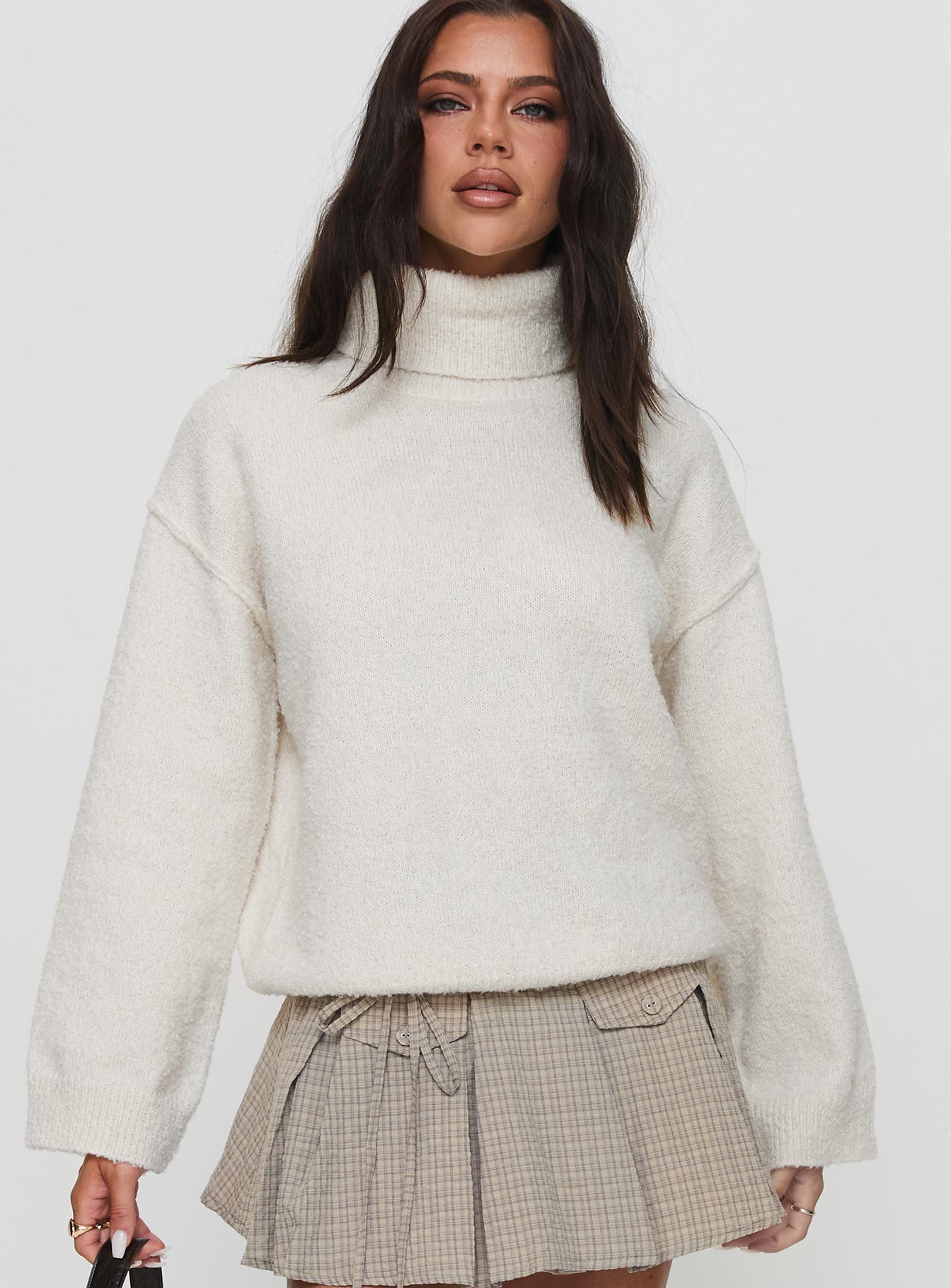 Finnien Boucle Turtleneck Sweater Cream Cheap Sale 2025