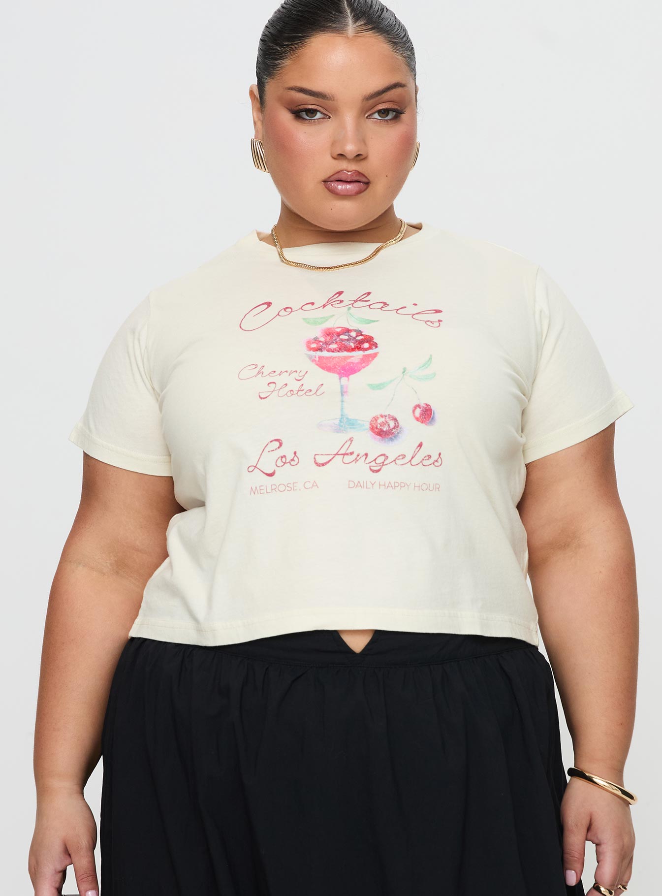 Cherry Cocktails Tee Cream Curve Low Cost