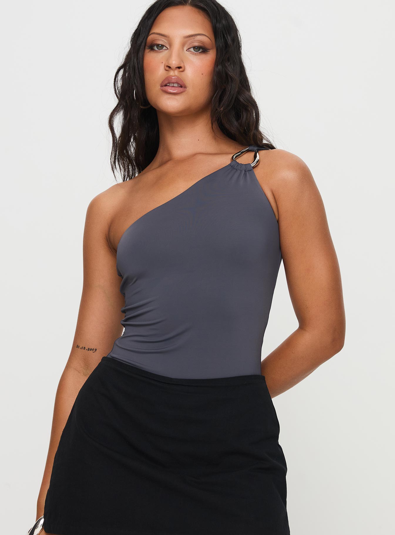 Talija One Shoulder Bodysuit Slate 2025 New Sale Online