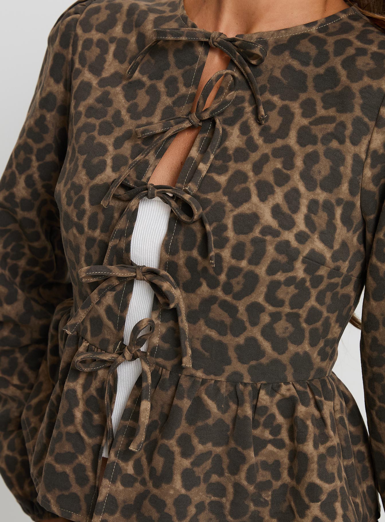 Recognize Tie Detail Long Sleeve Top Leopard Buy Cheap Explore