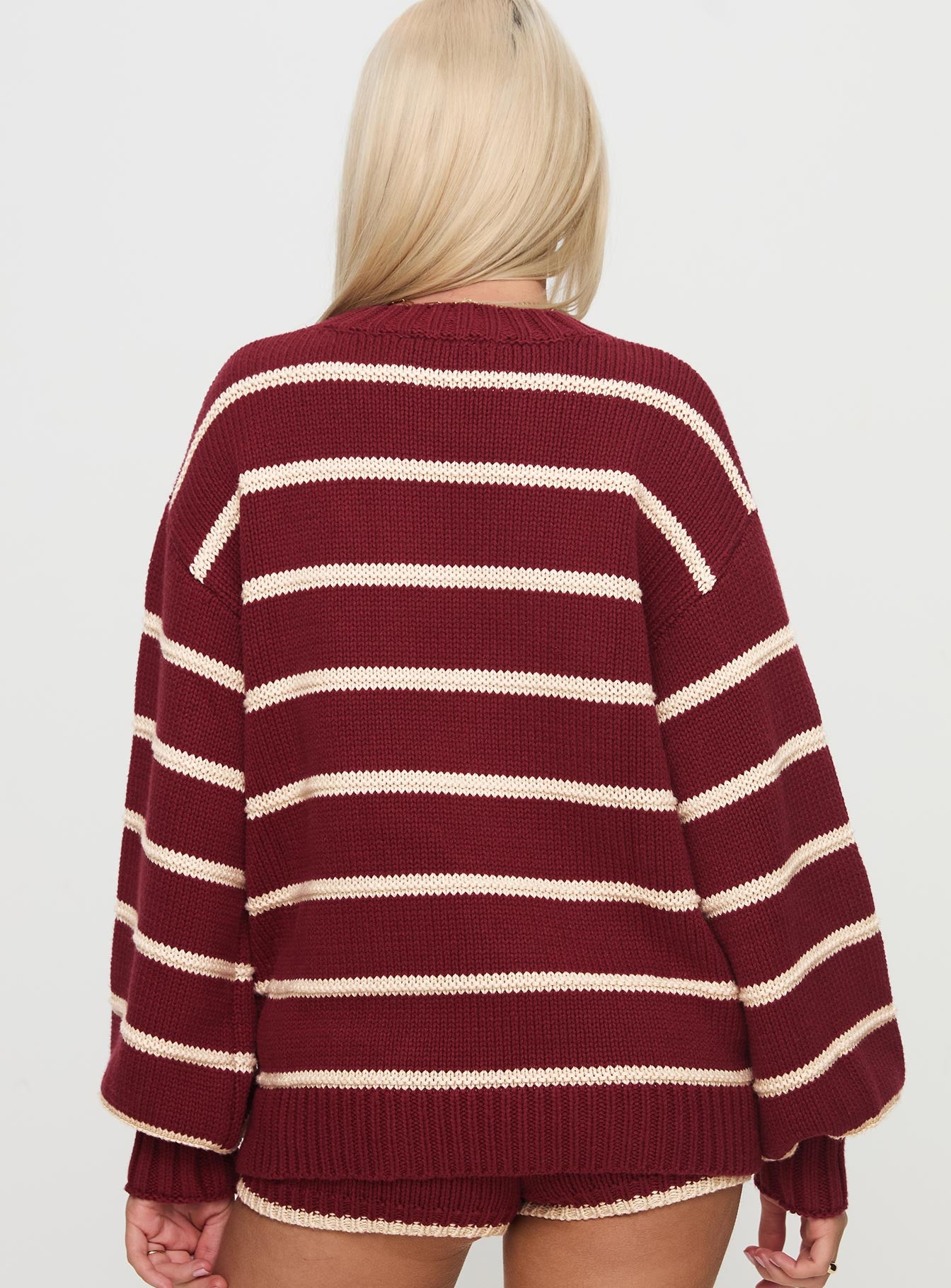 Read Your Mind Knit Sweater Maroon Stripe Outlet Sale Online