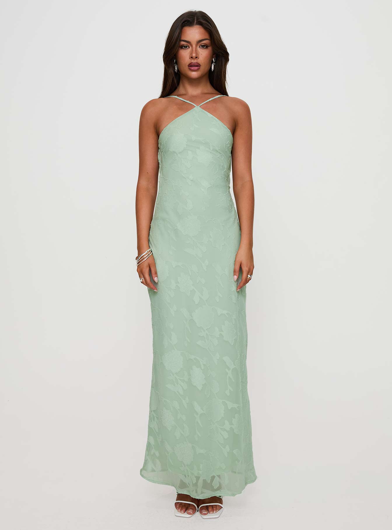 Zoelle Halter Maxi Dress Sage Big Discount Cheap Pice