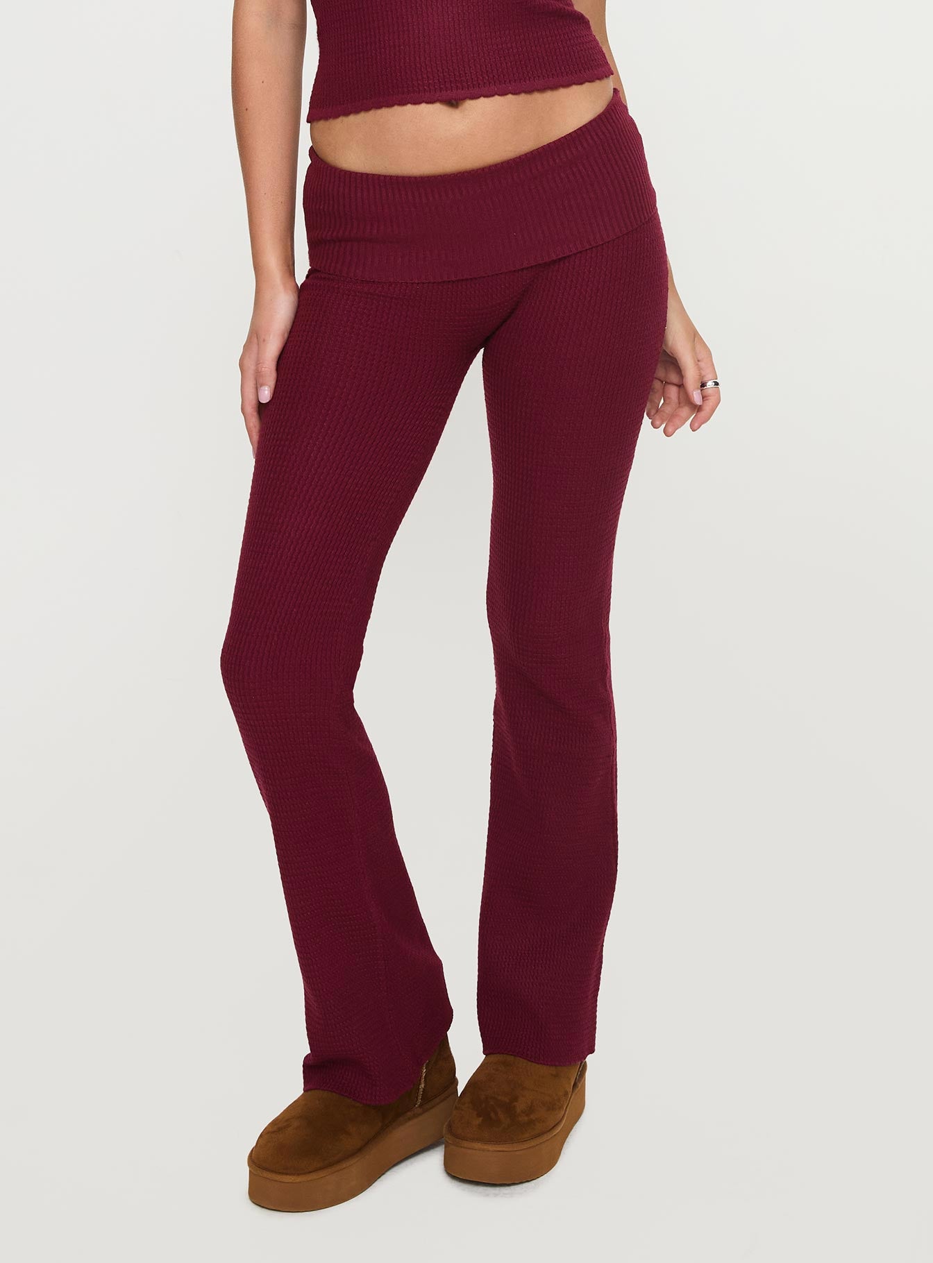 Closed Eyes Flared Pants Maroon Visit New Online