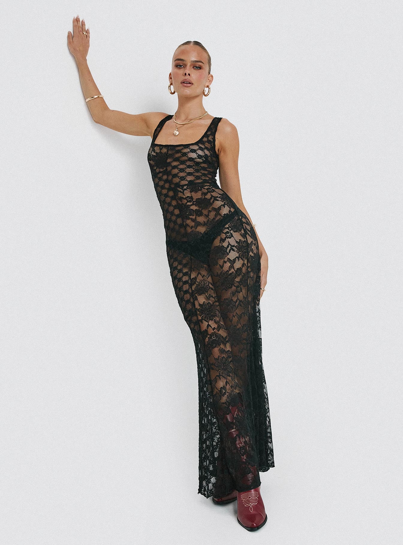 Zhara Lace Dress Black With Credit Card Online