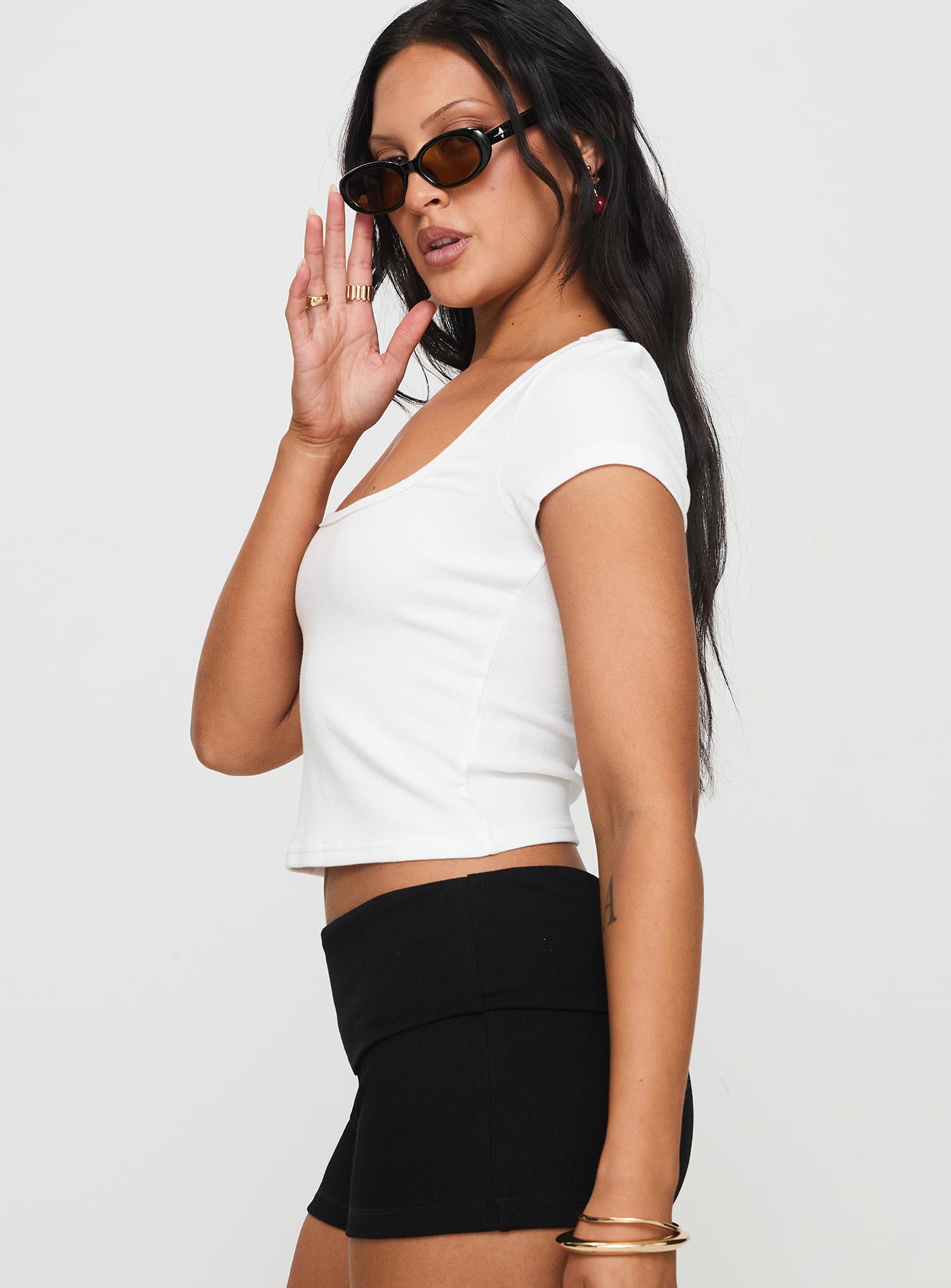 Baseline Square Neck Rib Top White For Cheap Cheap Online