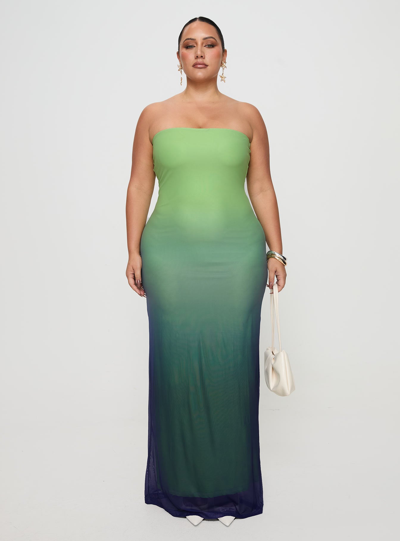 Stolen Love Strapless Maxi Dress Blue / Green Ombre Curve Buy Cheap Latest