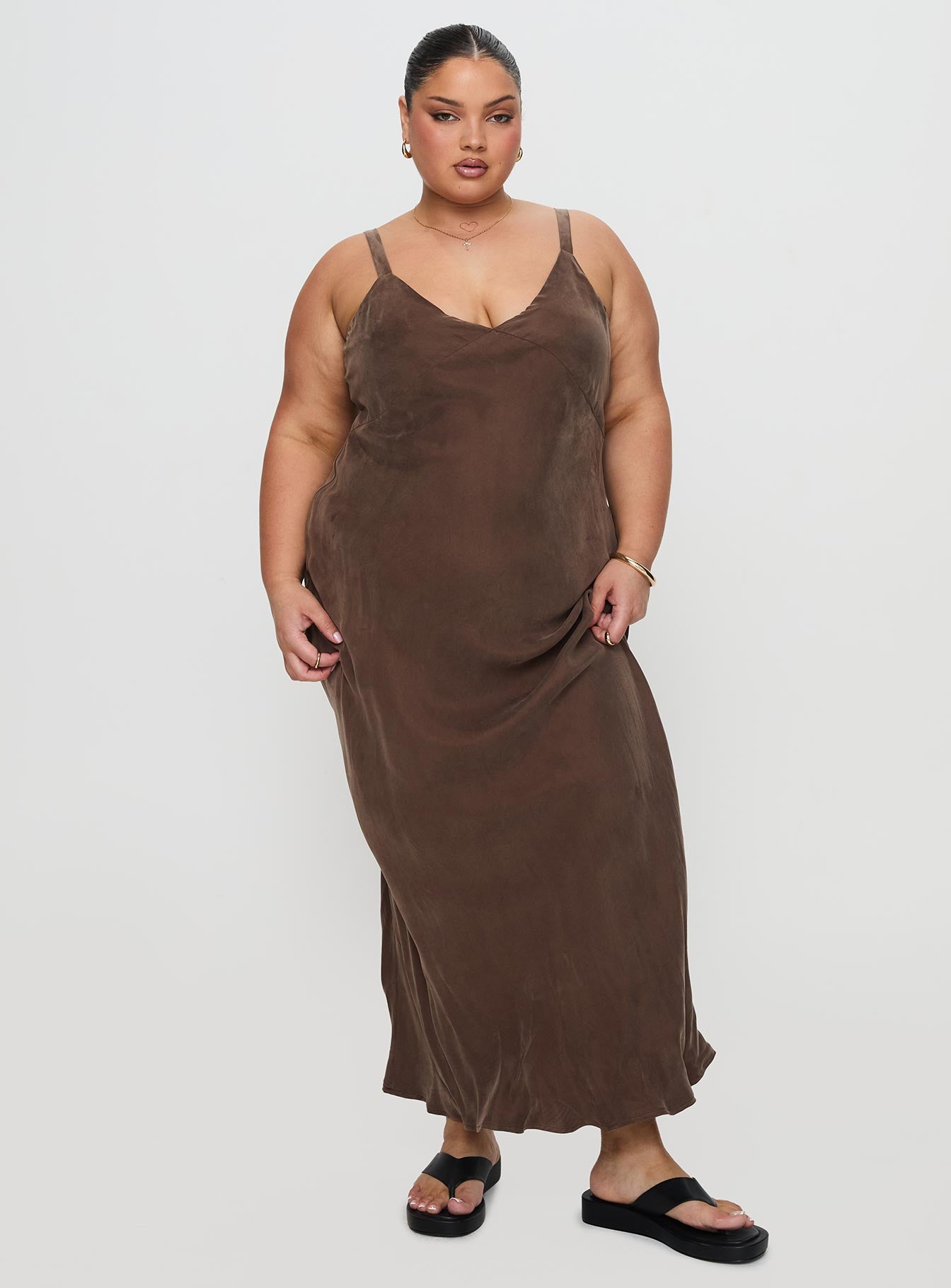 Laurette Maxi Dress Brown Curve Sale Cheapest