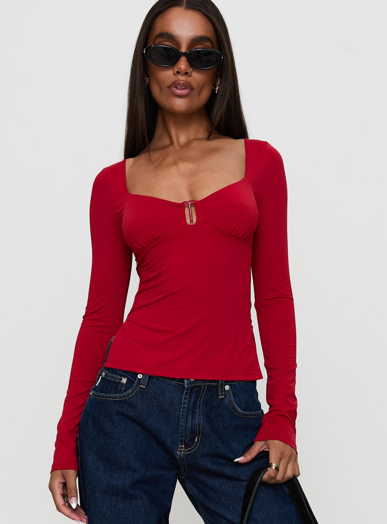 Keane Long Sleeve Top Red Cheap Sale Free Shipping