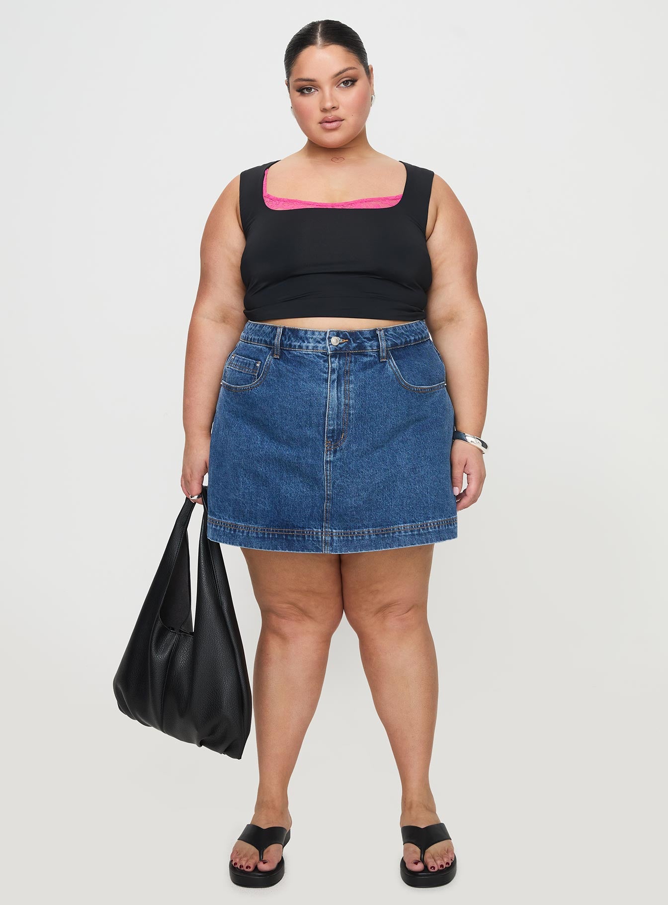 Gazelle Denim Skort Mid Wash Curve Discount Best Seller