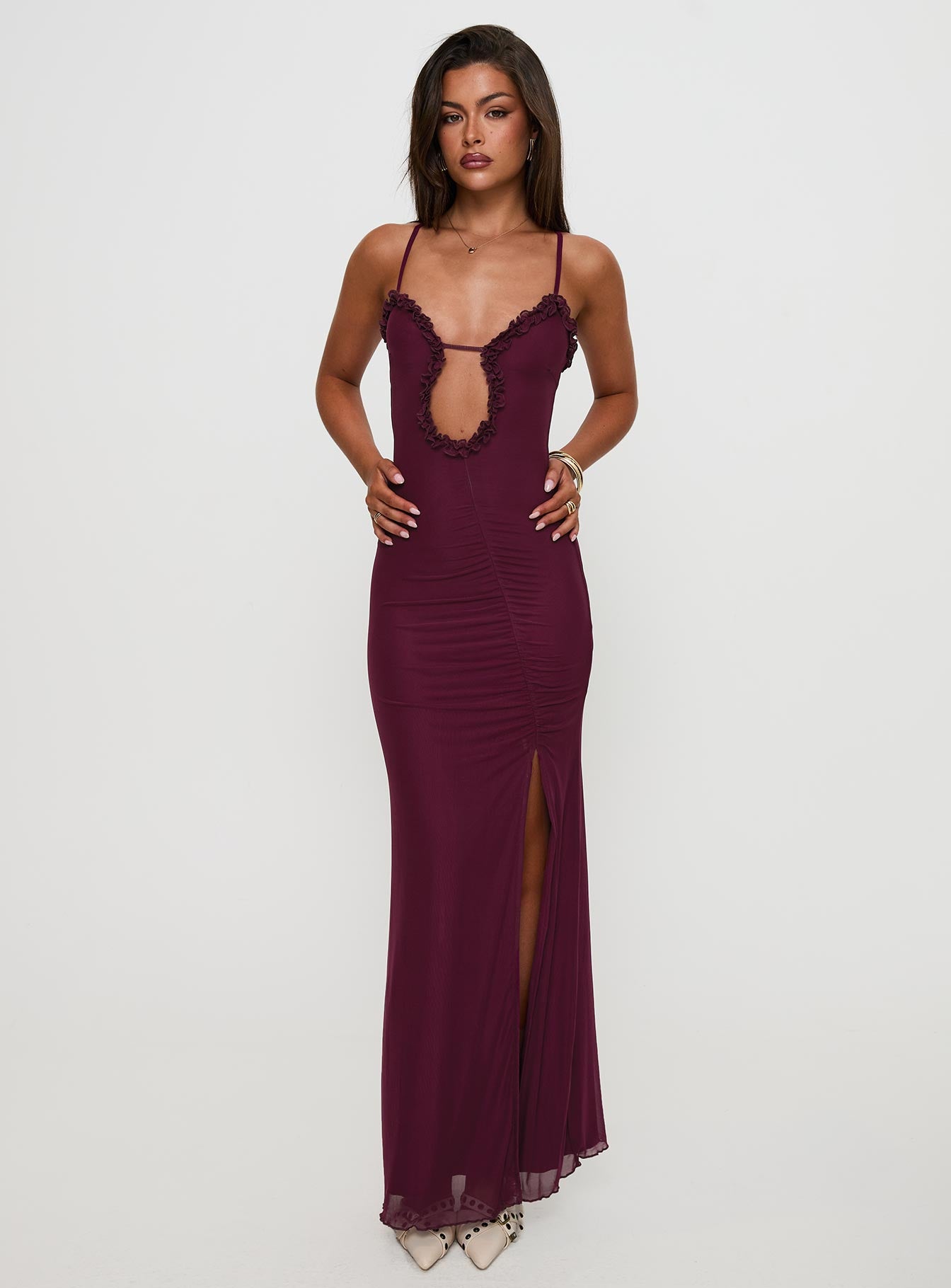 Soulina Ruched Maxi Dress Purple 2025 Cheap Pice