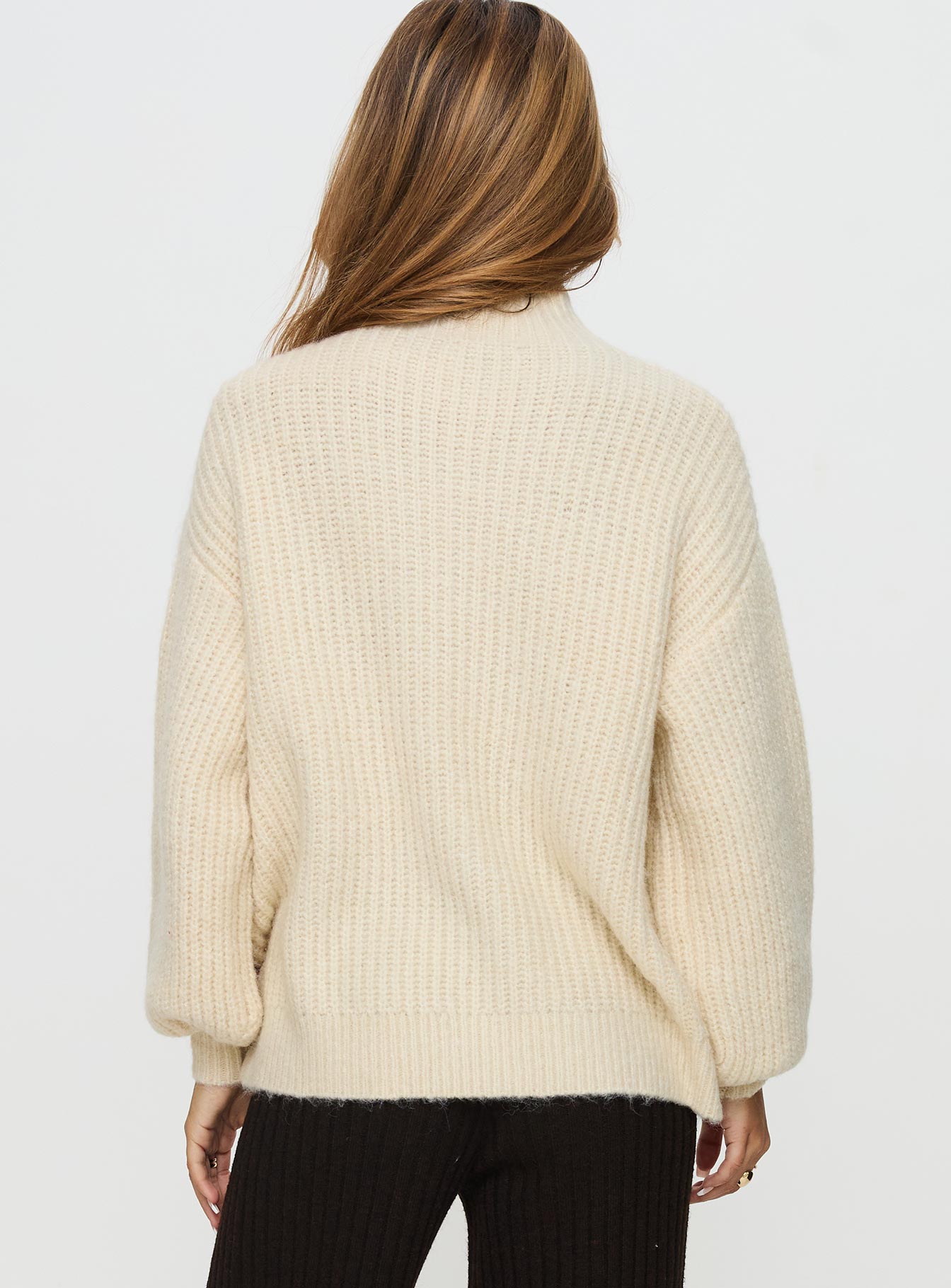 Wistfully Funnel Neck Knit Sweater Cream Official Sale Online