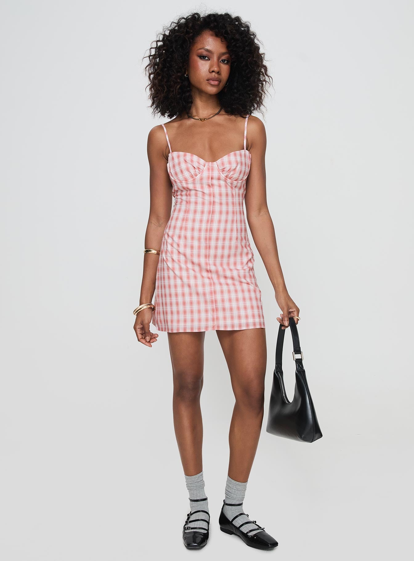 Poto Mini Dress Pink Check For Sale