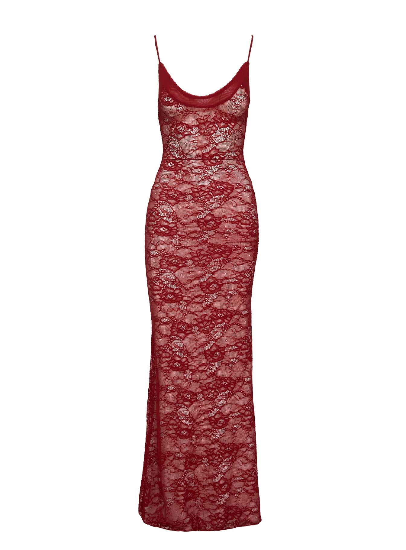 Dynamo Sheer Lace Maxi Dress Red Online Online Outlet Sale